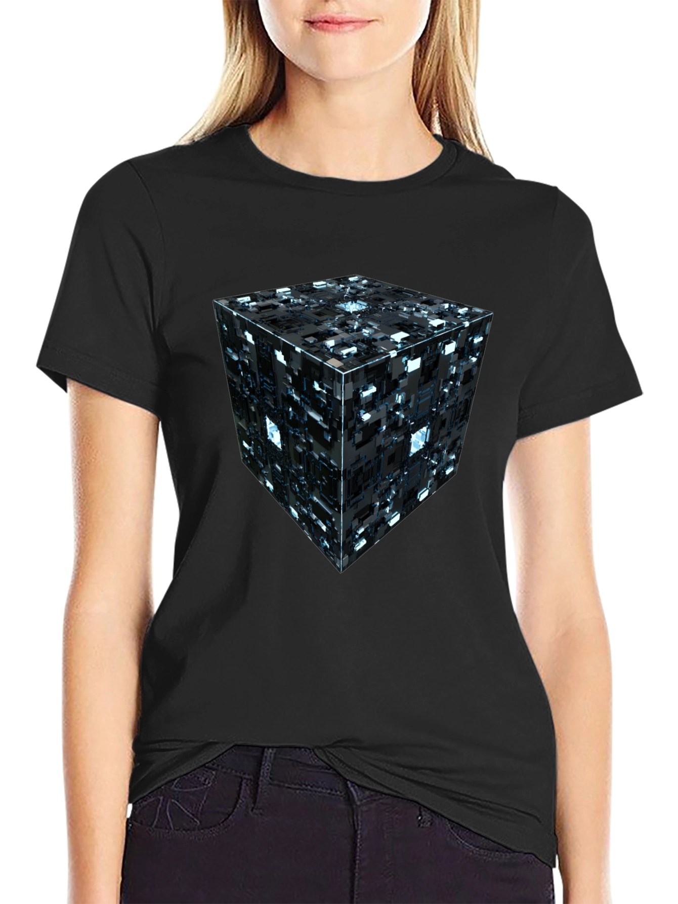 Abstract Tech Cube Graphic T-Shirt - Modern Design