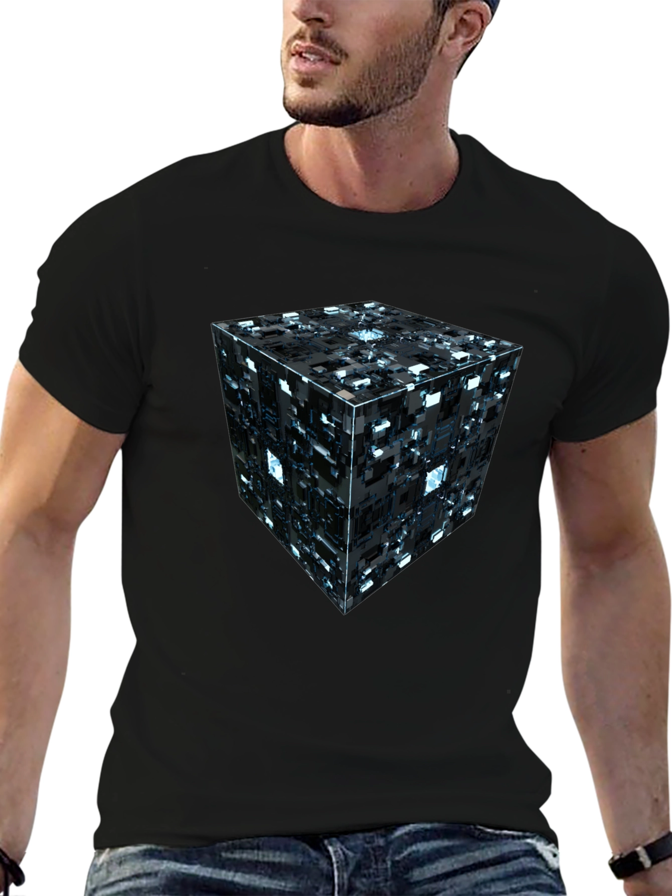 Abstract Tech Cube Graphic T-Shirt - Modern Design