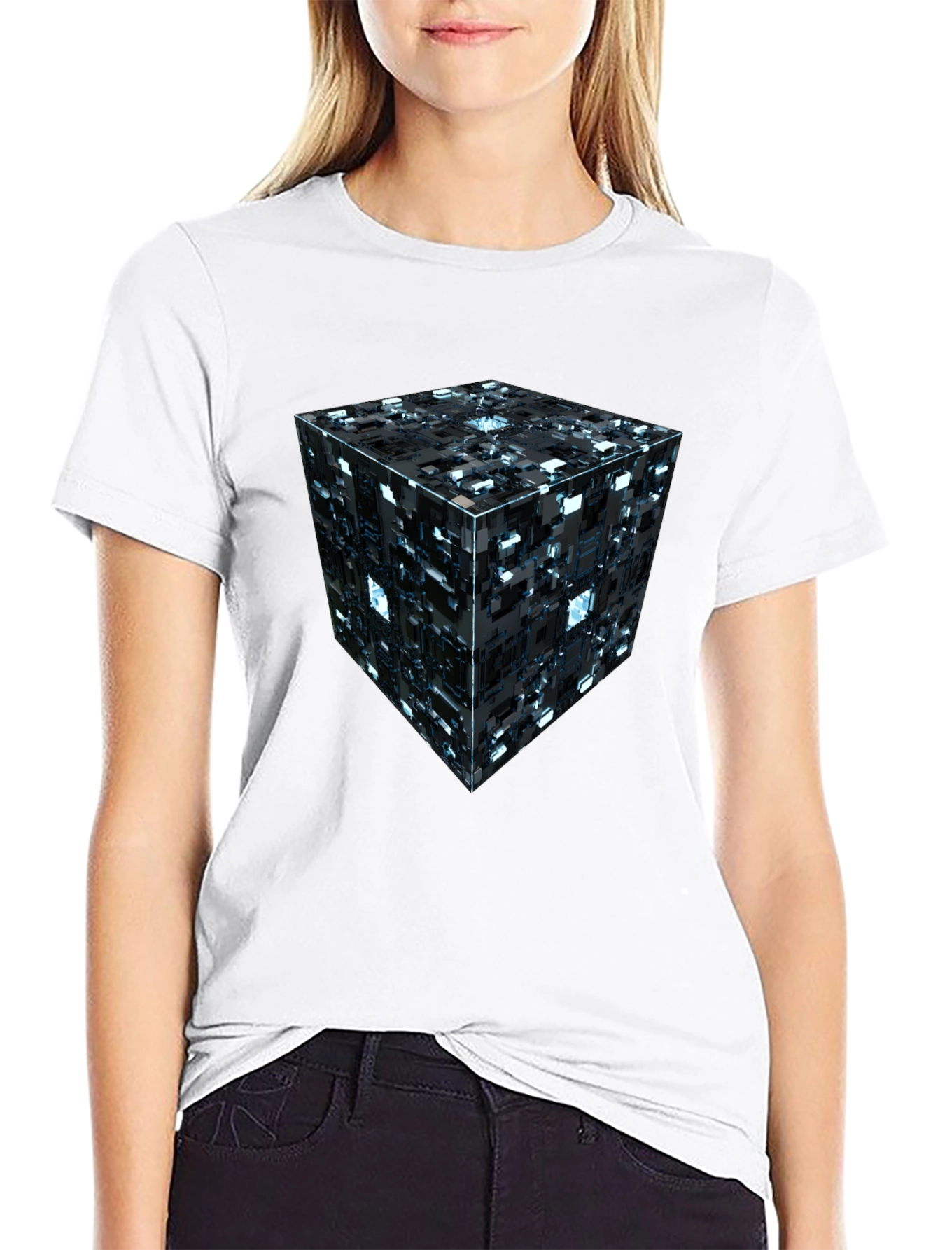 Abstract Tech Cube Graphic T-Shirt - Modern Design