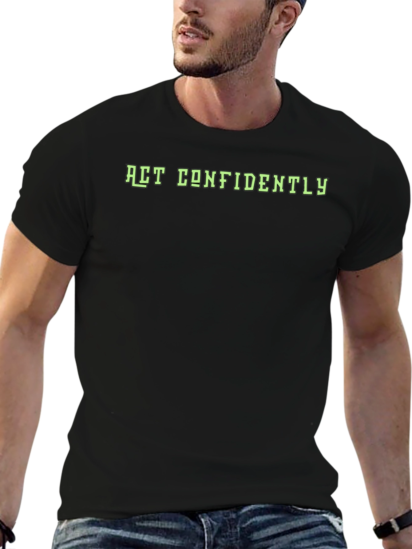 Act Confidently Graphic Tee - Mens Black T-Shirt