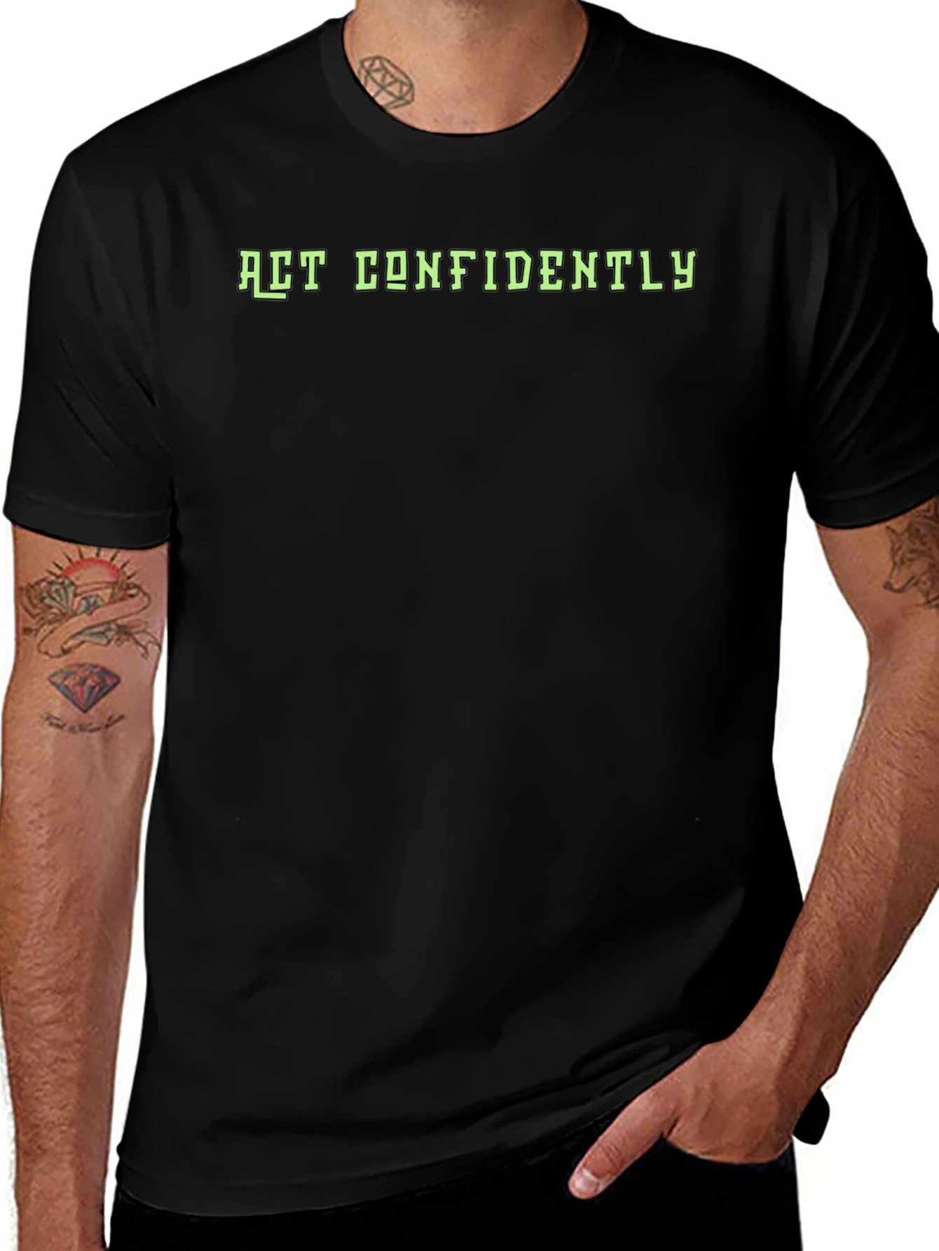 Act Confidently Graphic Tee - Mens Black T-Shirt