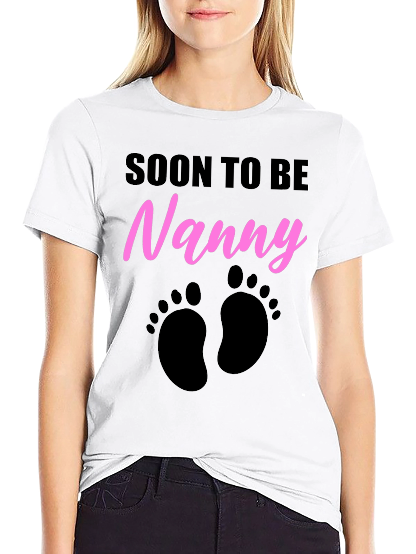 Soon to Be Nanny T-Shirt - Baby Footprints Design