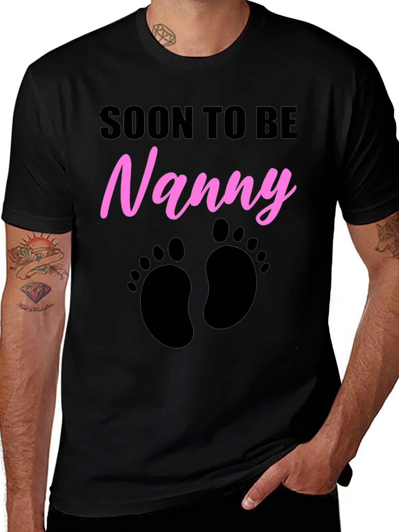 Soon to Be Nanny T-Shirt - Baby Footprints Design