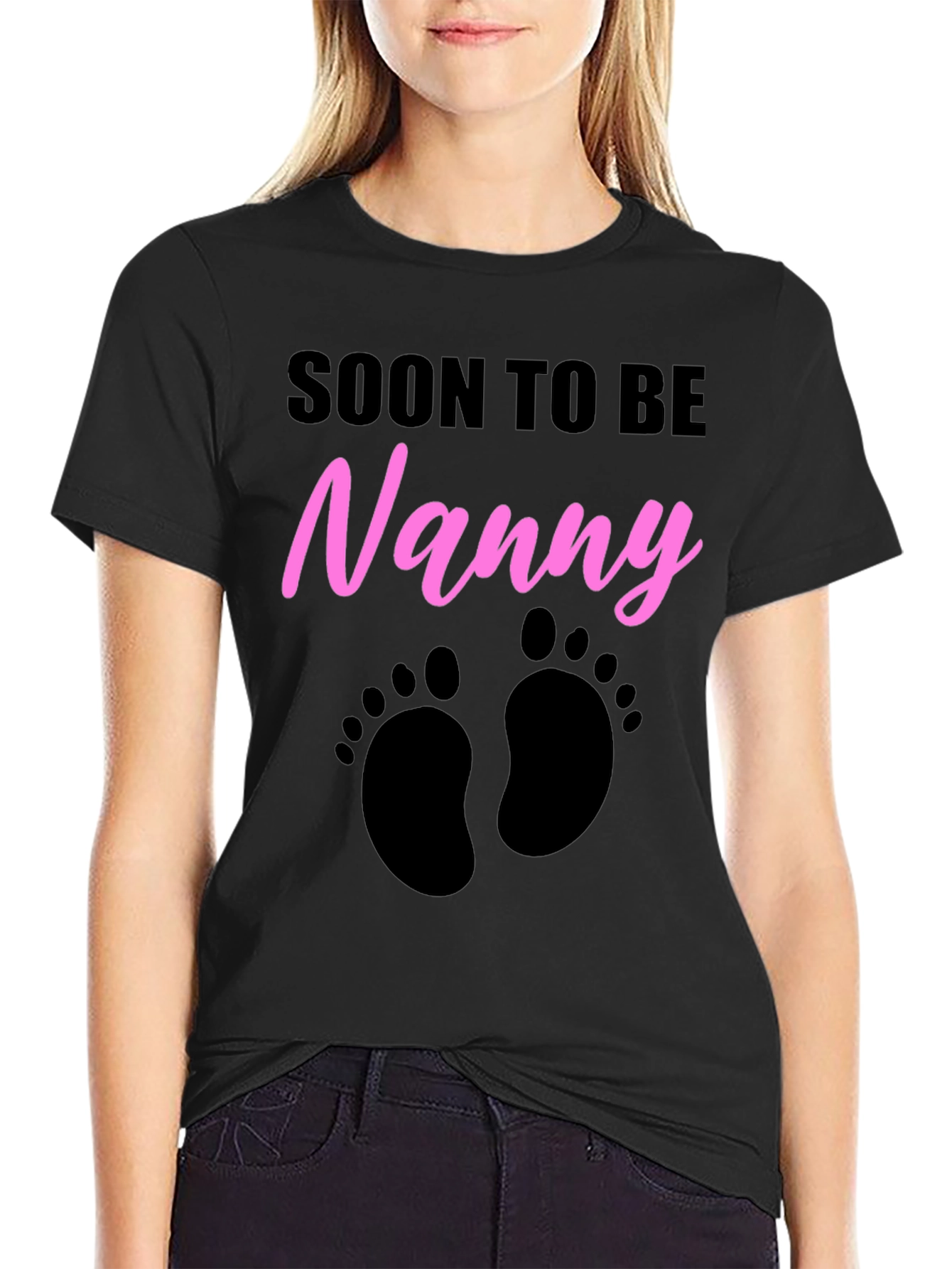 Soon to Be Nanny T-Shirt - Baby Footprints Design