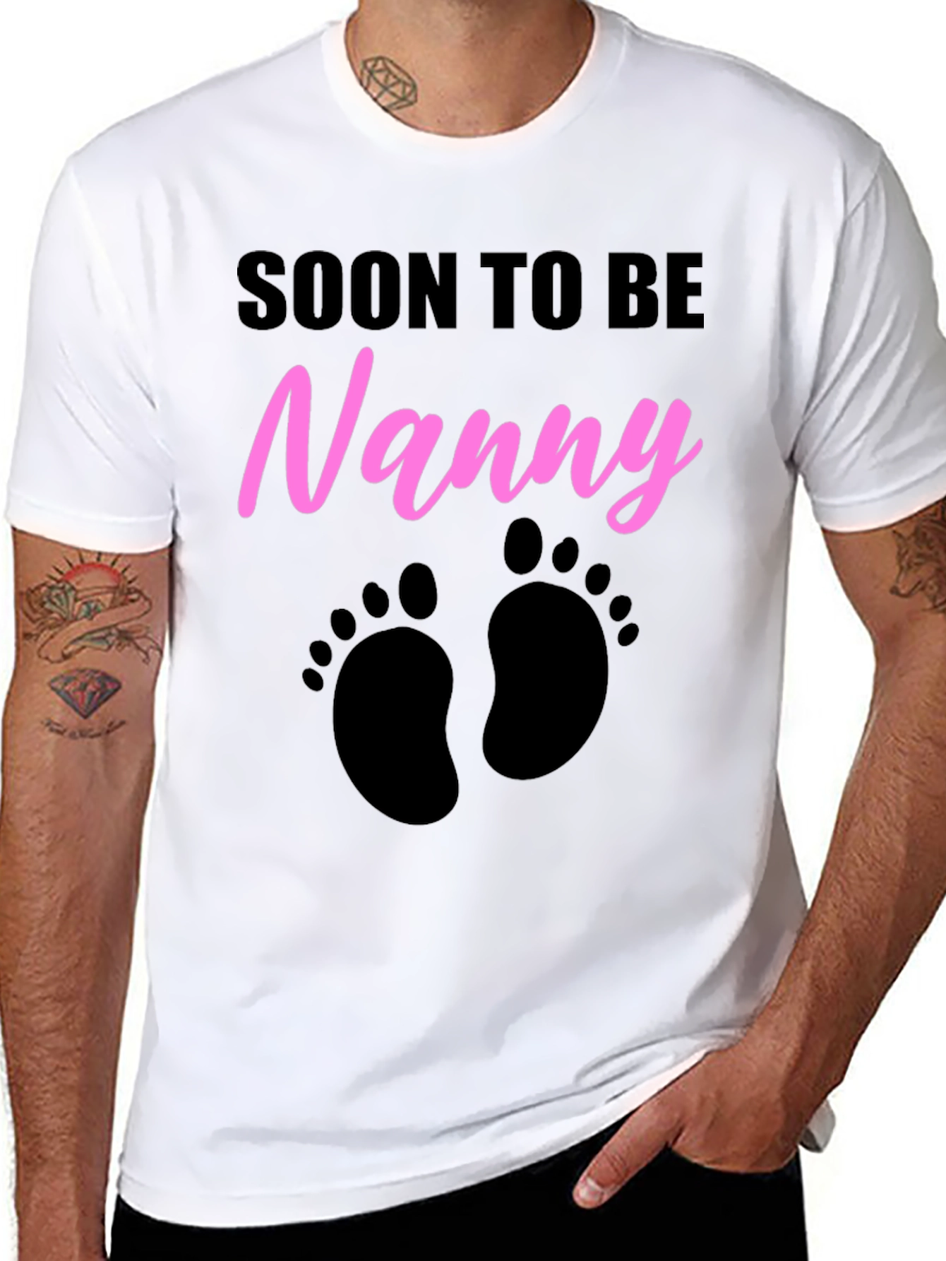 Soon to Be Nanny T-Shirt - Baby Footprints Design