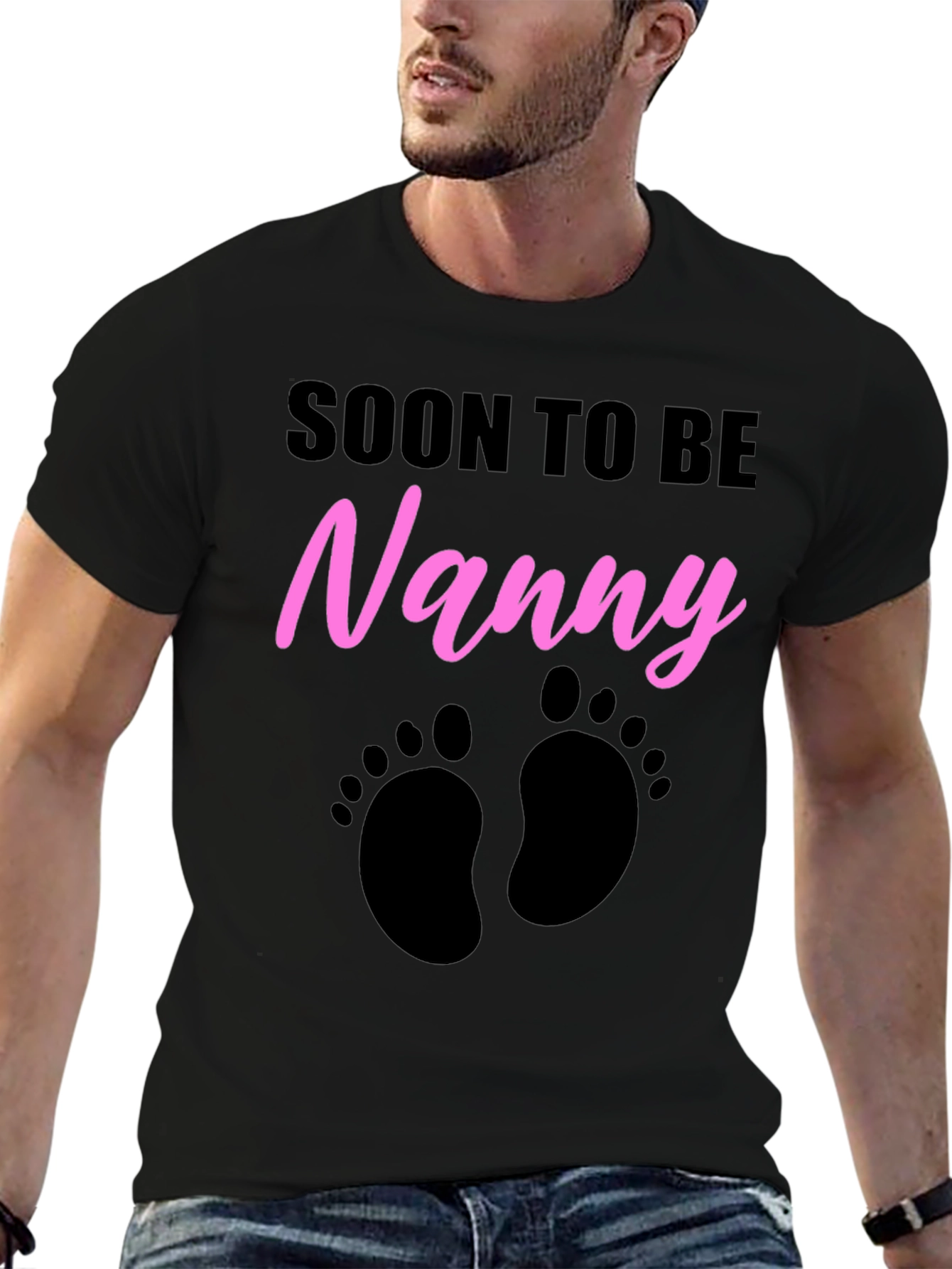 Soon to Be Nanny T-Shirt - Baby Footprints Design