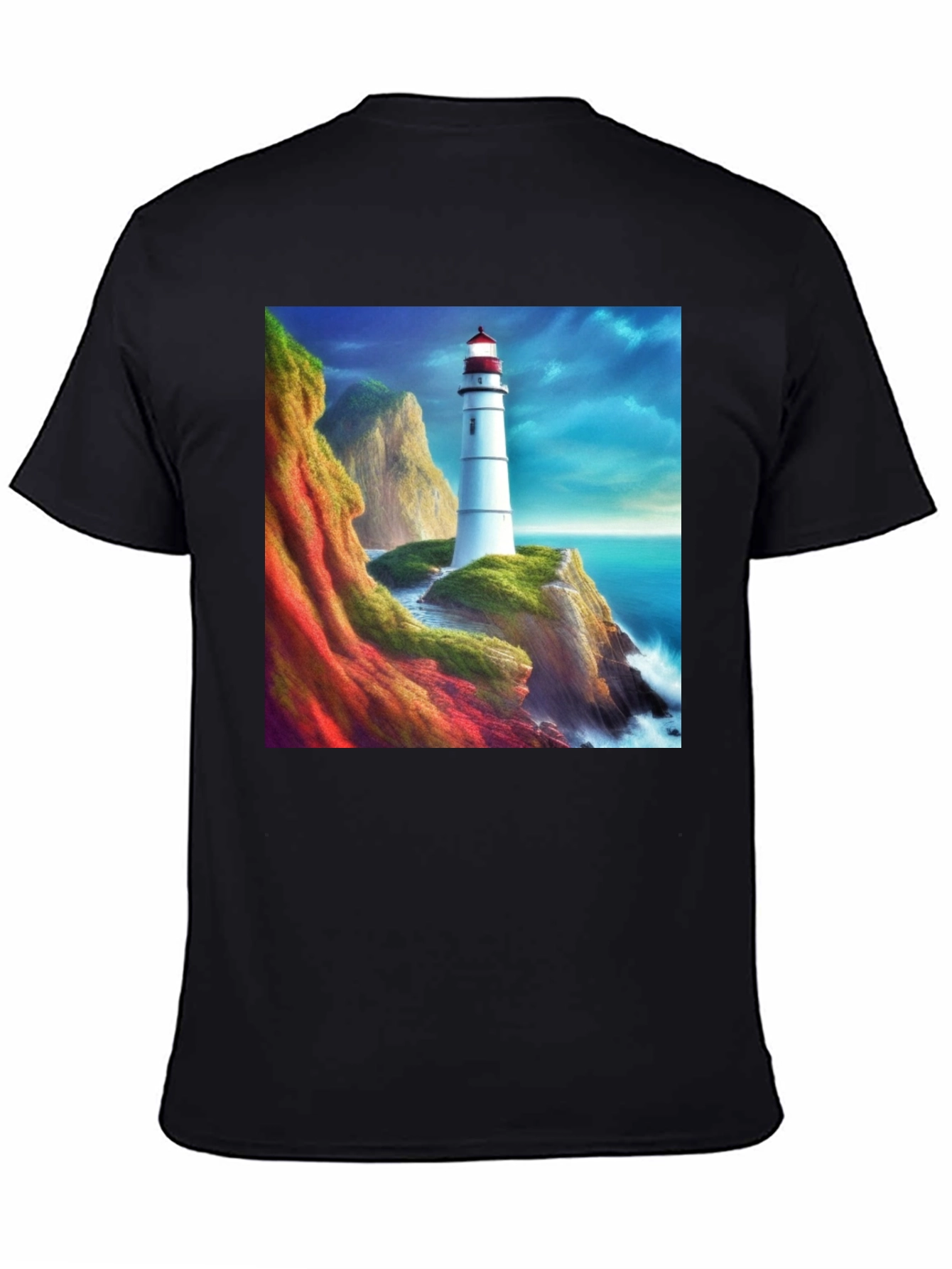 Lighthouse Scene Graphic Tee - Coastal Design T-Shirt