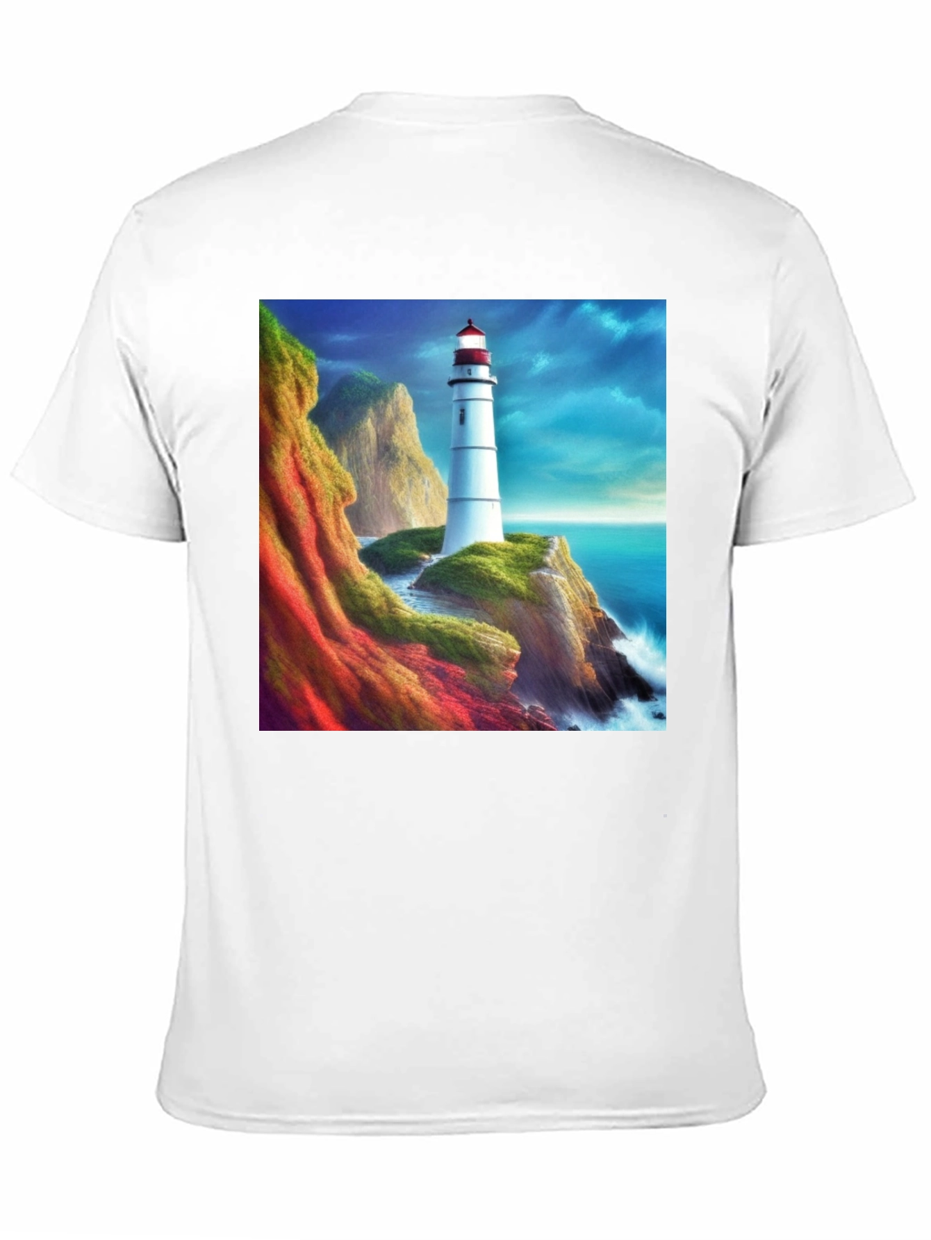Lighthouse Scene Graphic Tee - Coastal Design T-Shirt