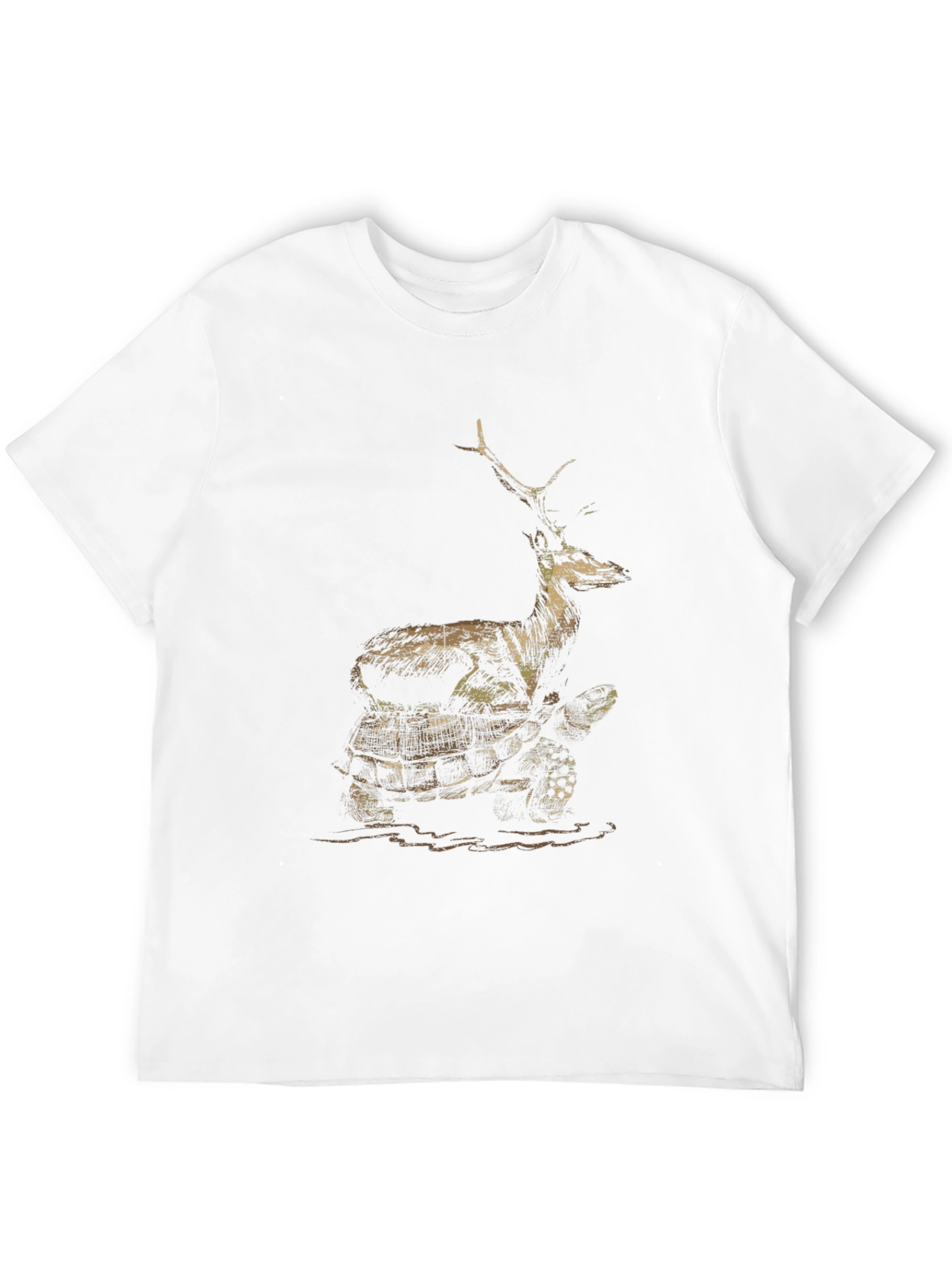 Deer Riding Turtle Graphic Tee - Black
