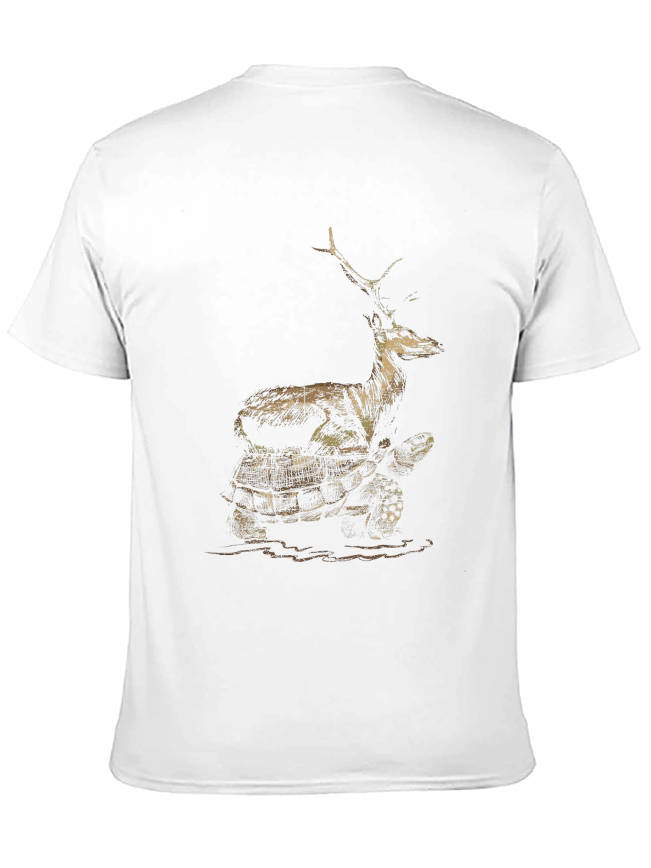Deer Riding Turtle Graphic Tee - Black