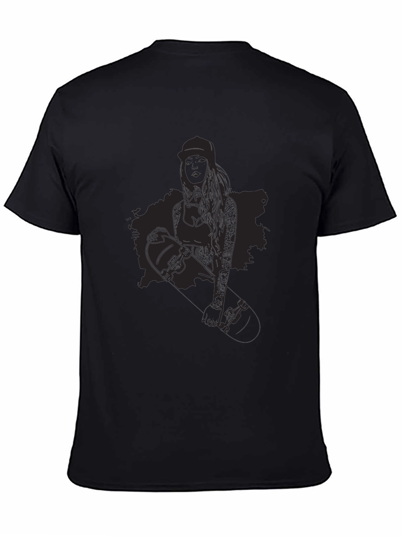 Skater Girl Graphic Black T-Shirt