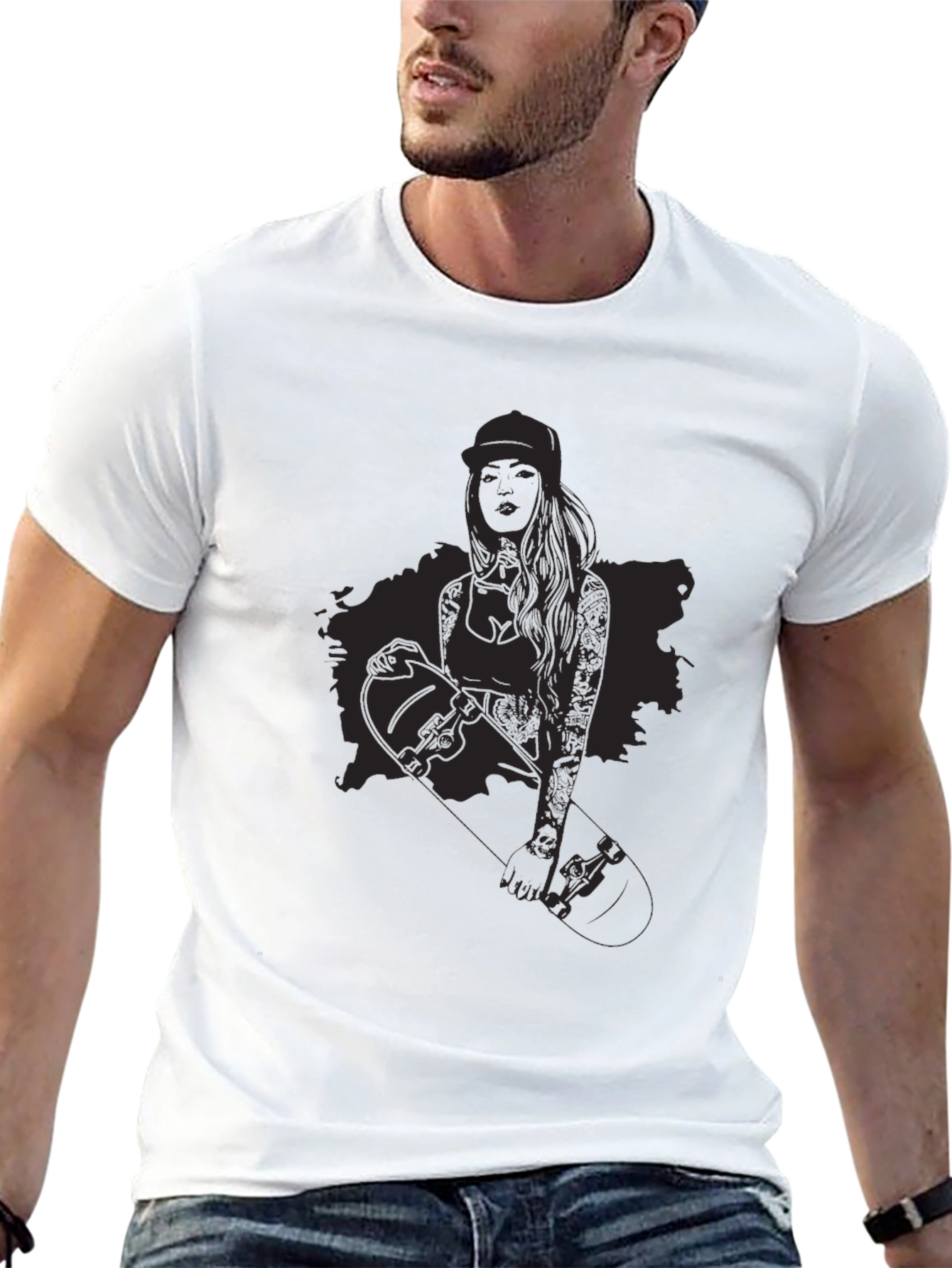 Skater Girl Graphic Black T-Shirt