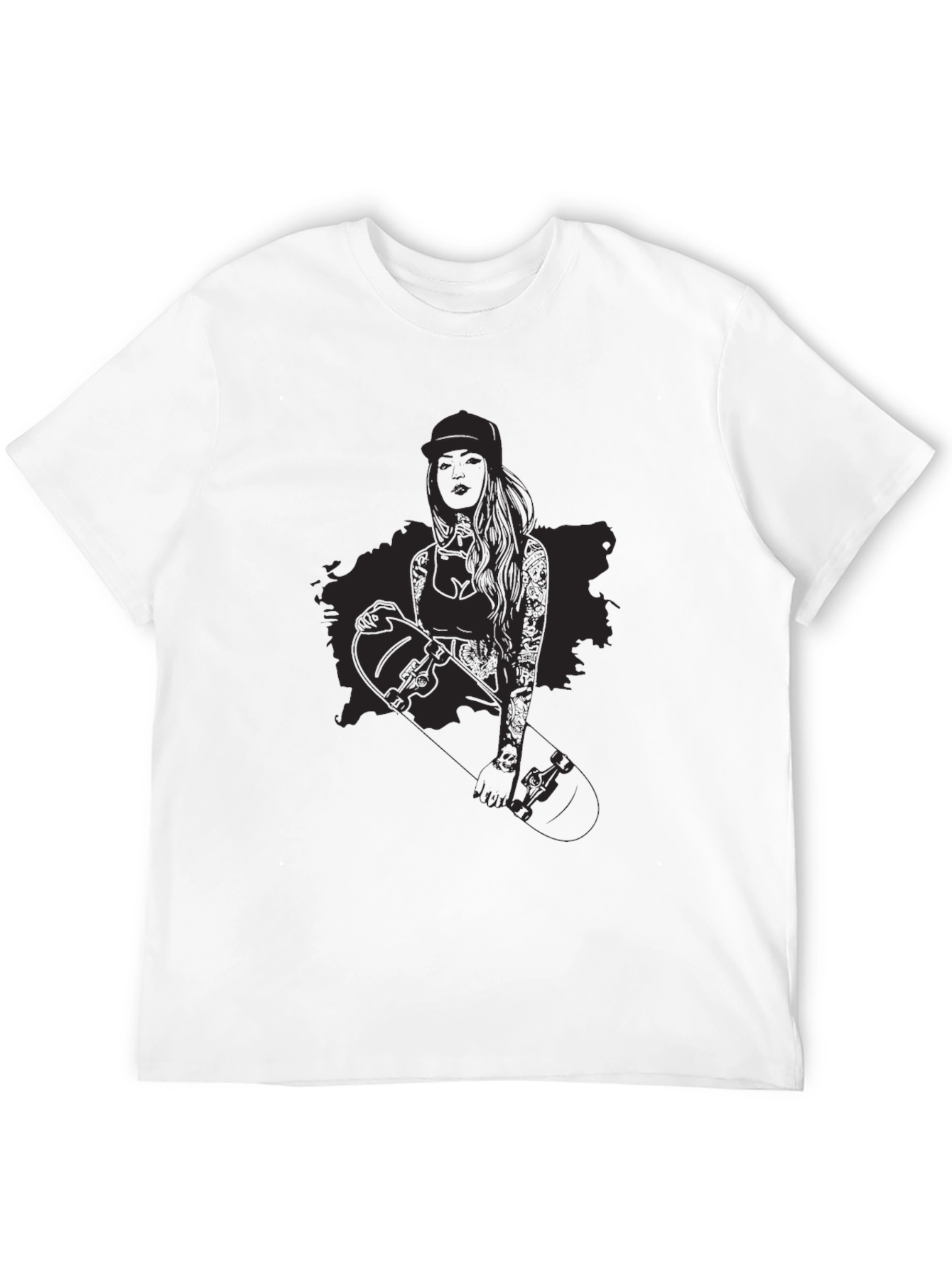 Skater Girl Graphic Black T-Shirt