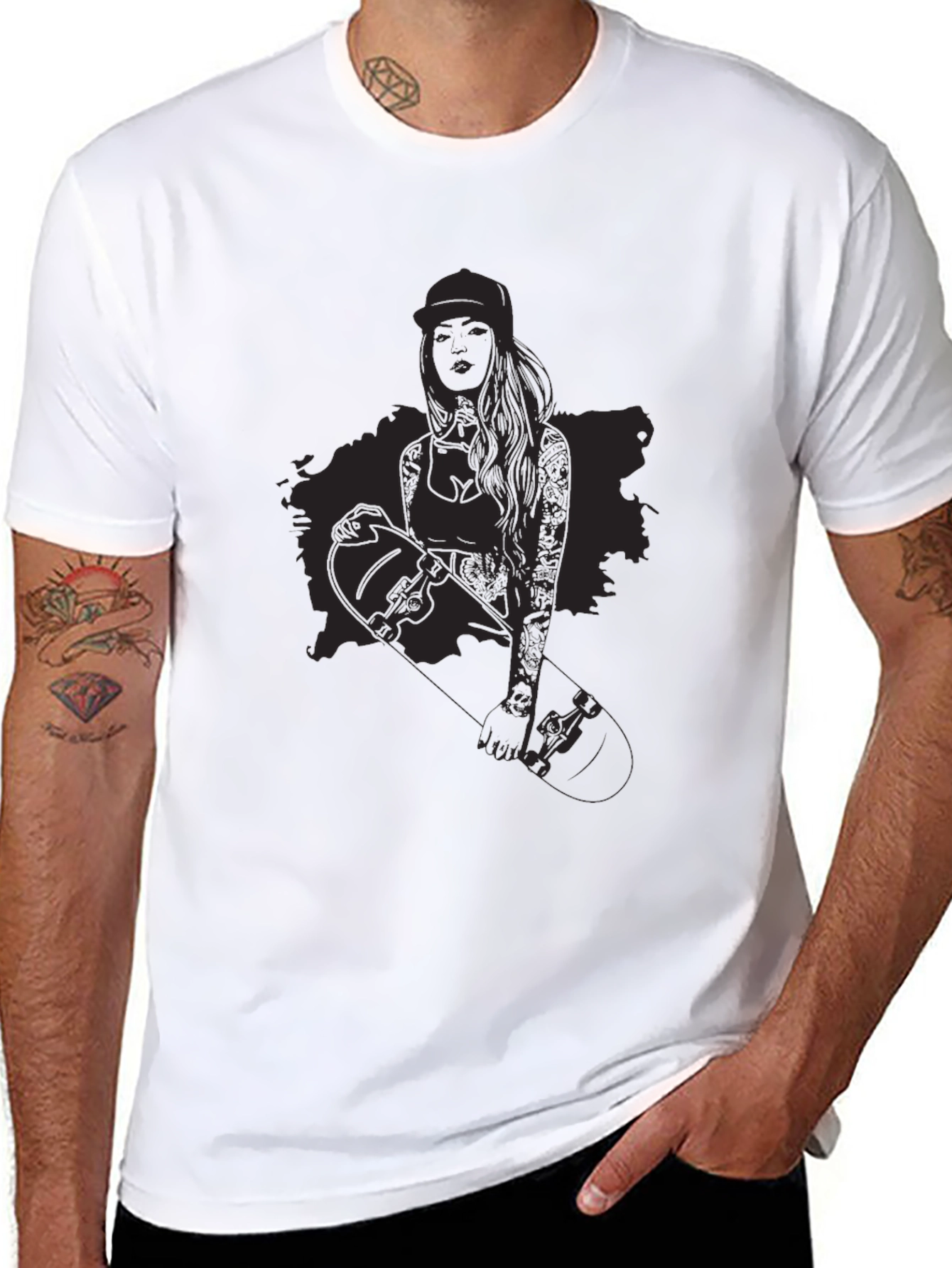 Skater Girl Graphic Black T-Shirt