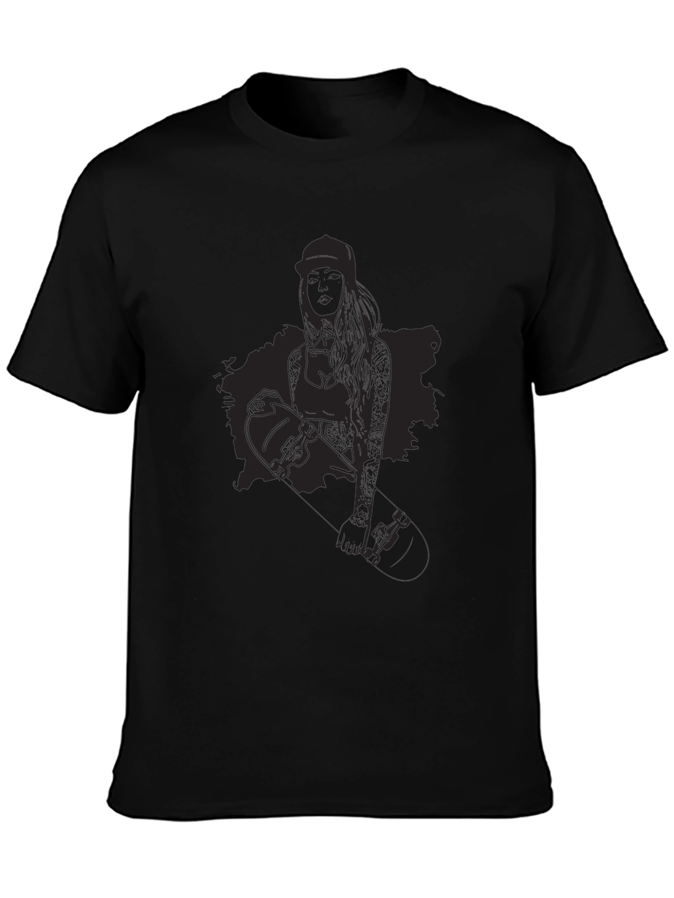 Skater Girl Graphic Black T-Shirt