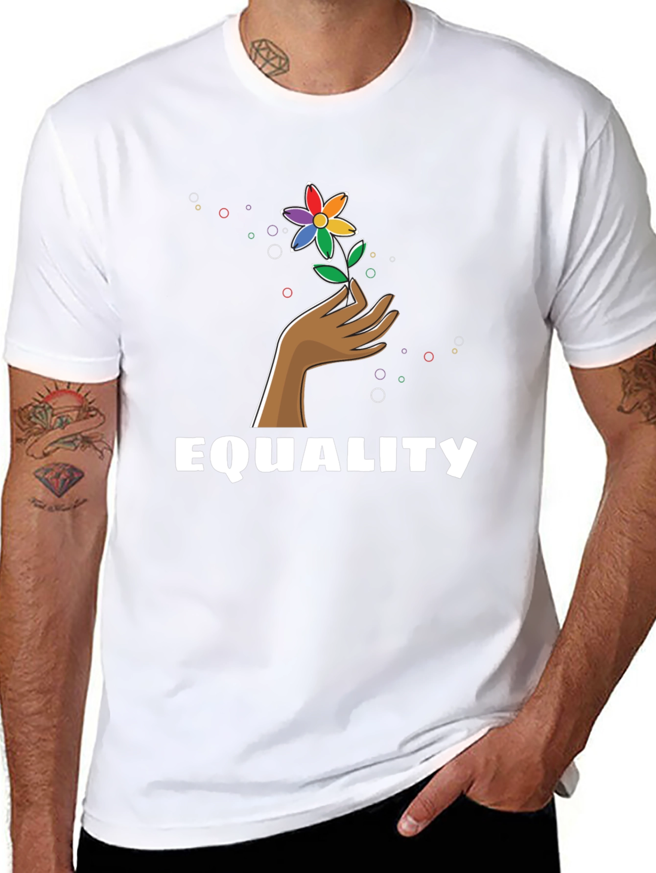 Equality Flower Graphic Tee - Unisex Black T-Shirt