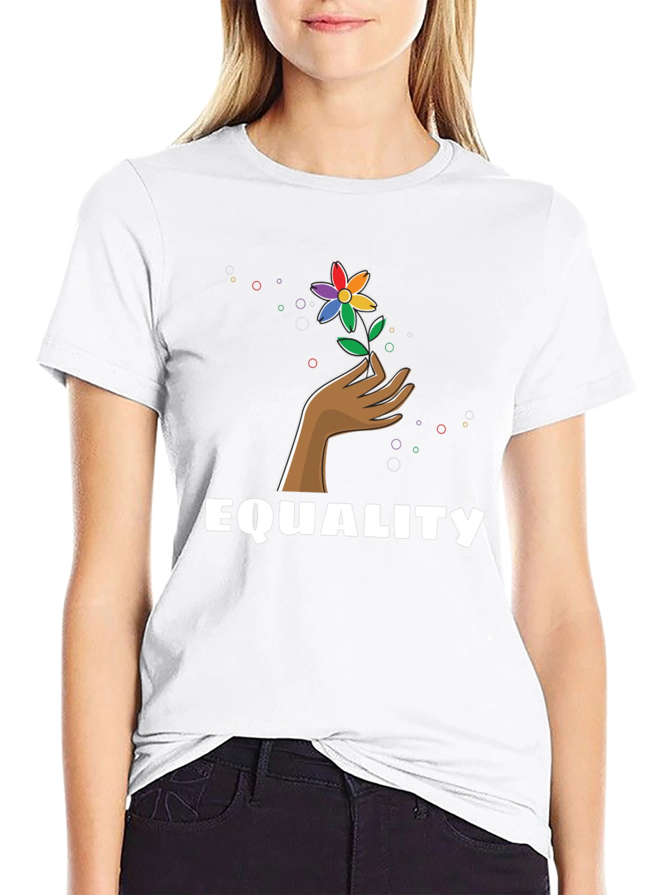 Equality Flower Graphic Tee - Unisex Black T-Shirt