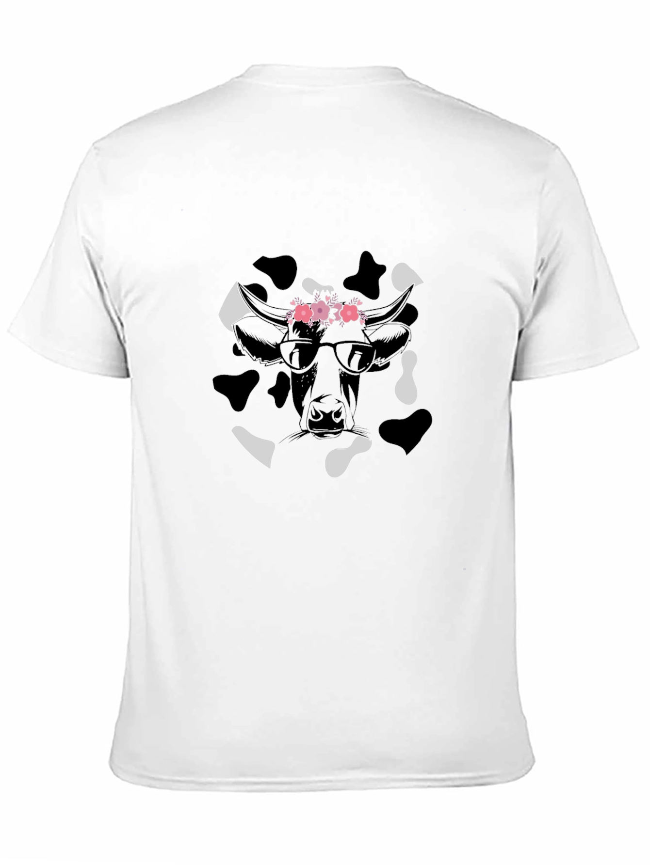 Cow Print T-Shirt with Floral Crown