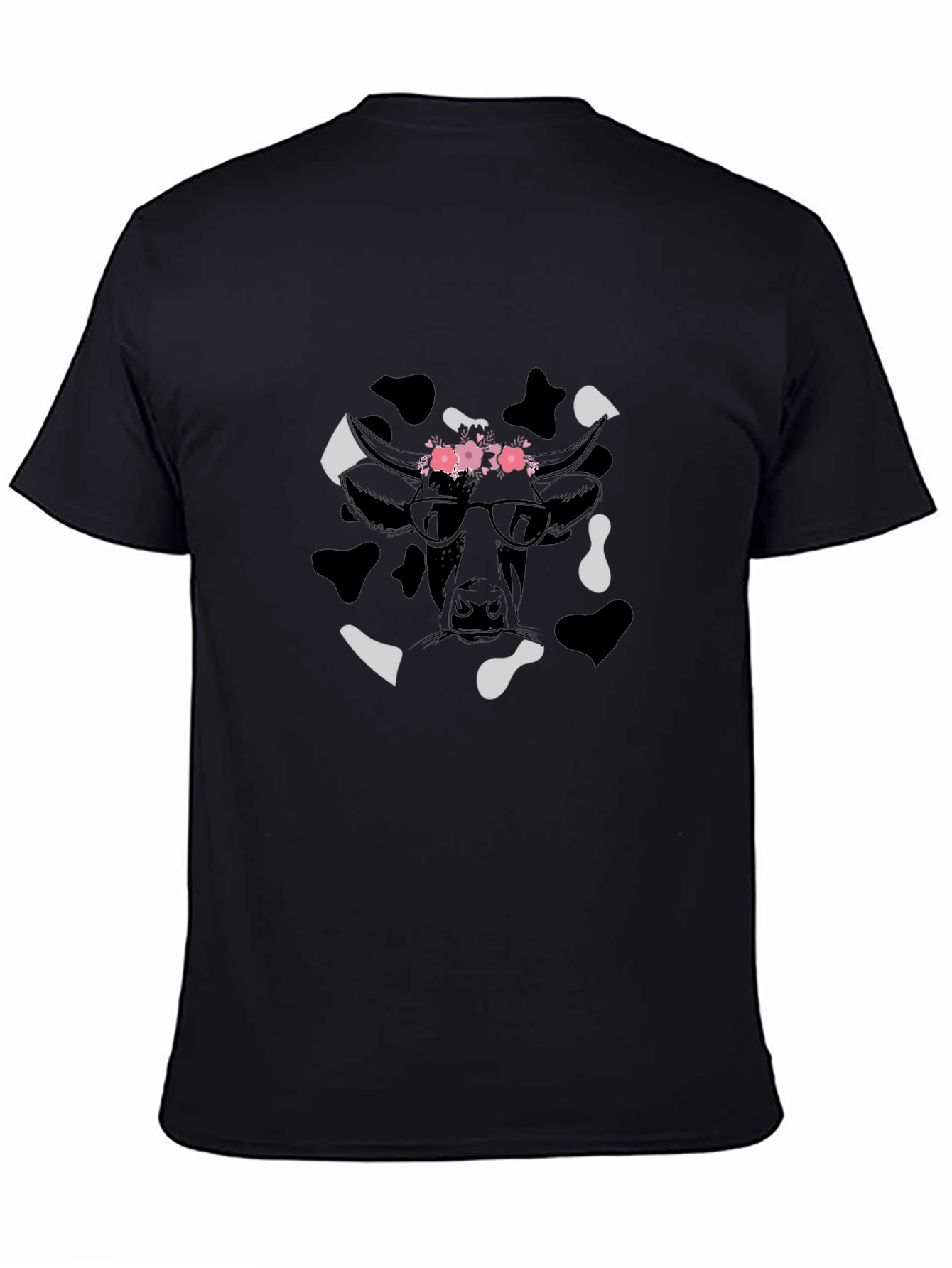 Cow Print T-Shirt with Floral Crown