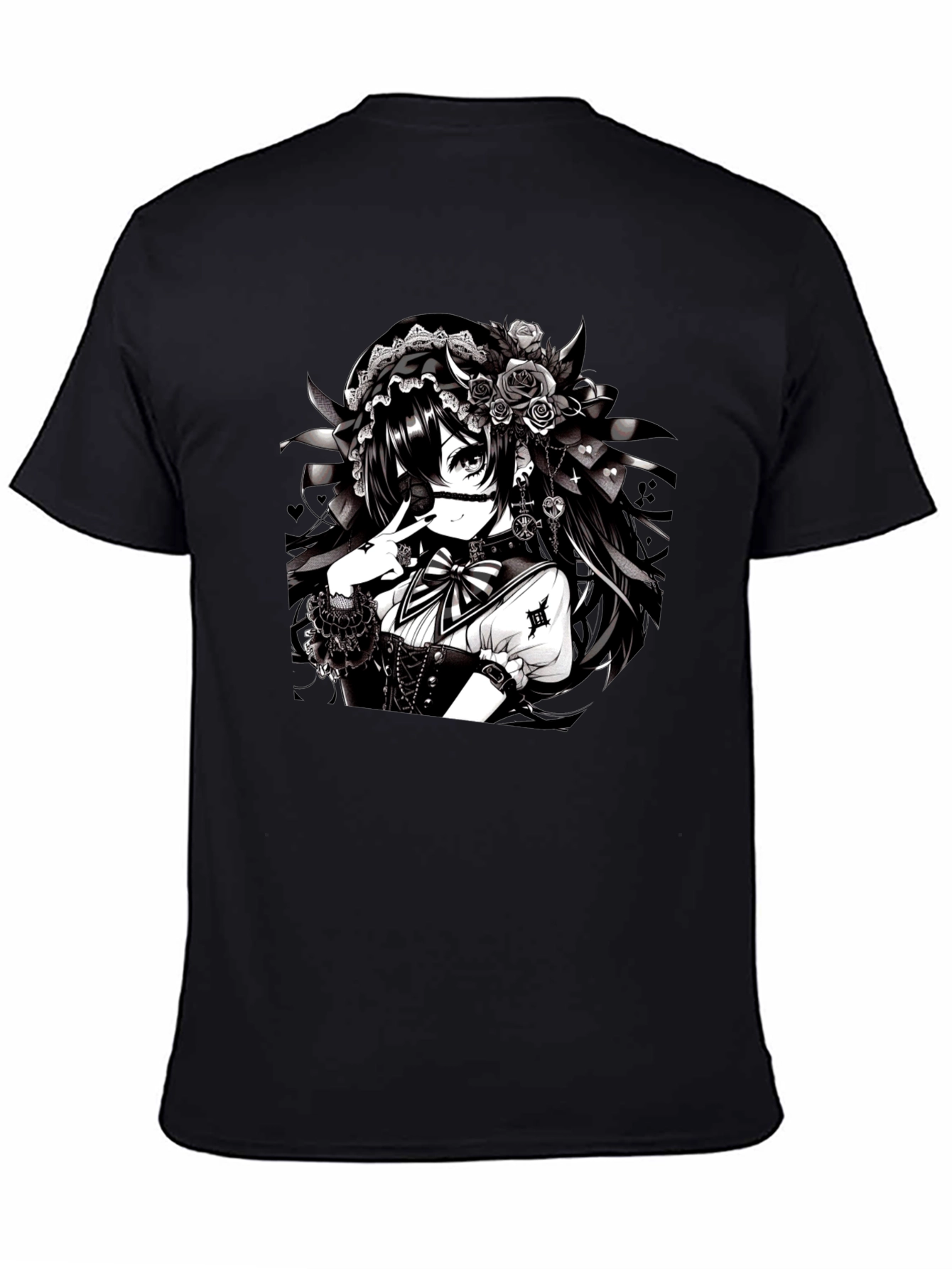 Anime Girl Graphic Black T-Shirt