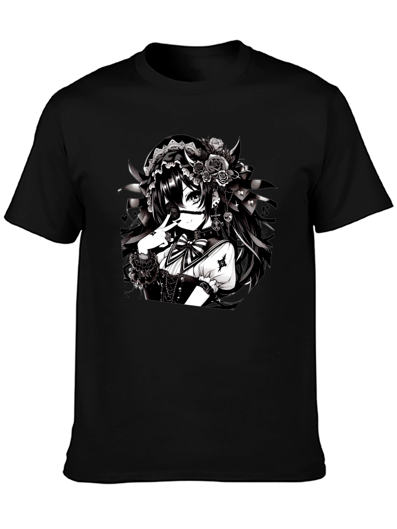 Anime Girl Graphic Black T-Shirt