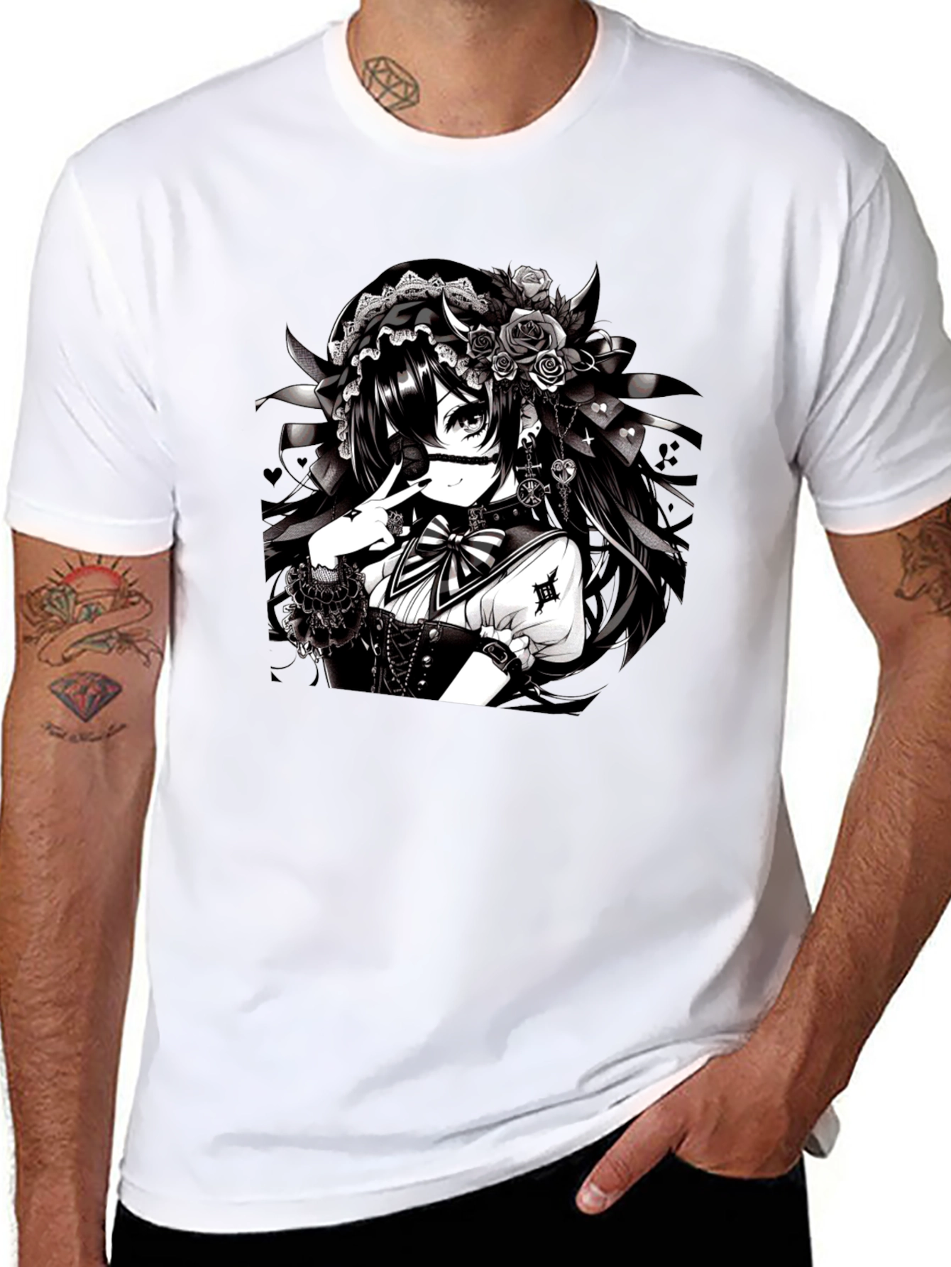 Anime Girl Graphic Black T-Shirt