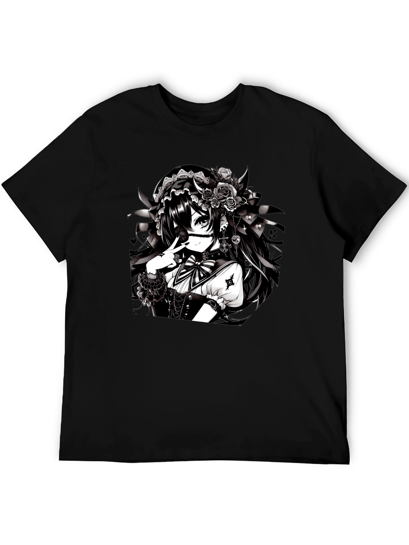 Anime Girl Graphic Black T-Shirt