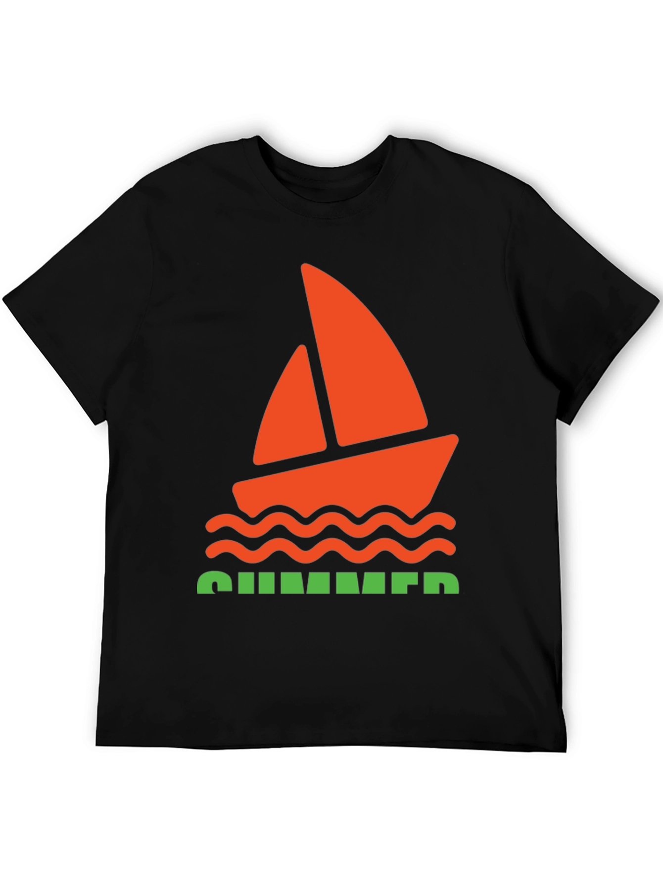 Summer Vibes Graphic Tee - Black Cotton T-Shirt