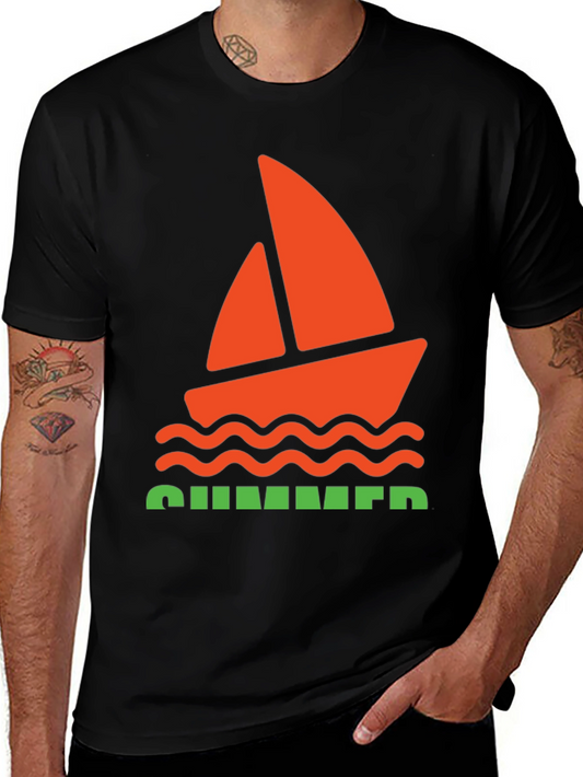 Summer Vibes Graphic Tee - Black Cotton T-Shirt