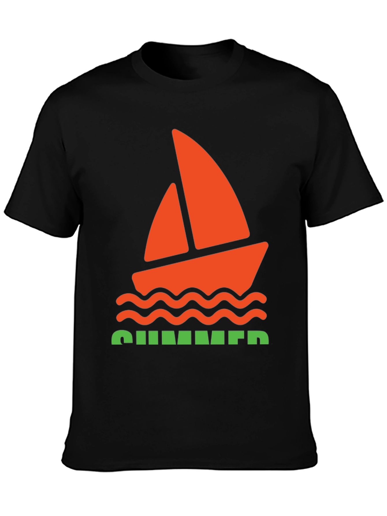 Summer Vibes Graphic Tee - Black Cotton T-Shirt