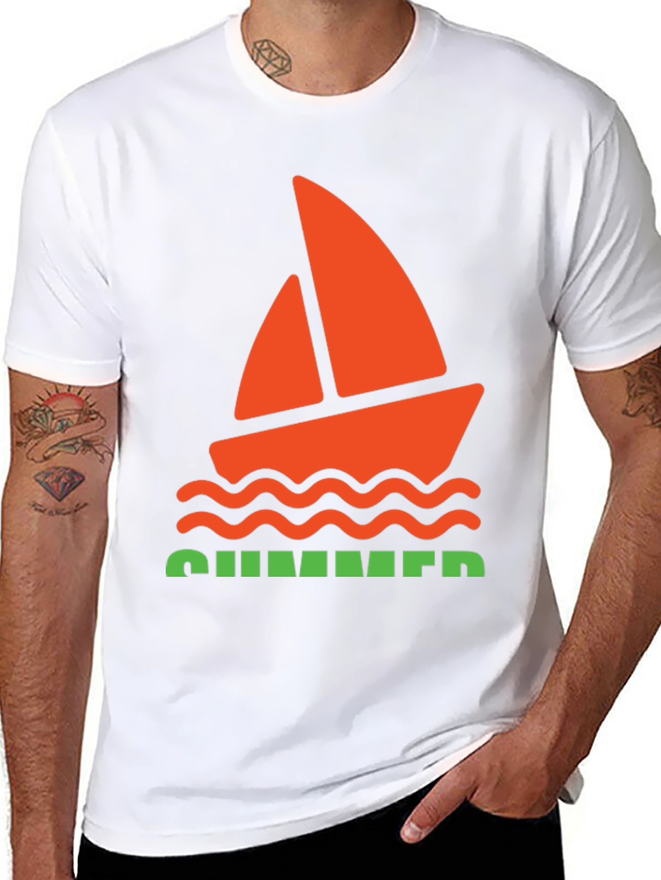 Summer Vibes Graphic Tee - Black Cotton T-Shirt