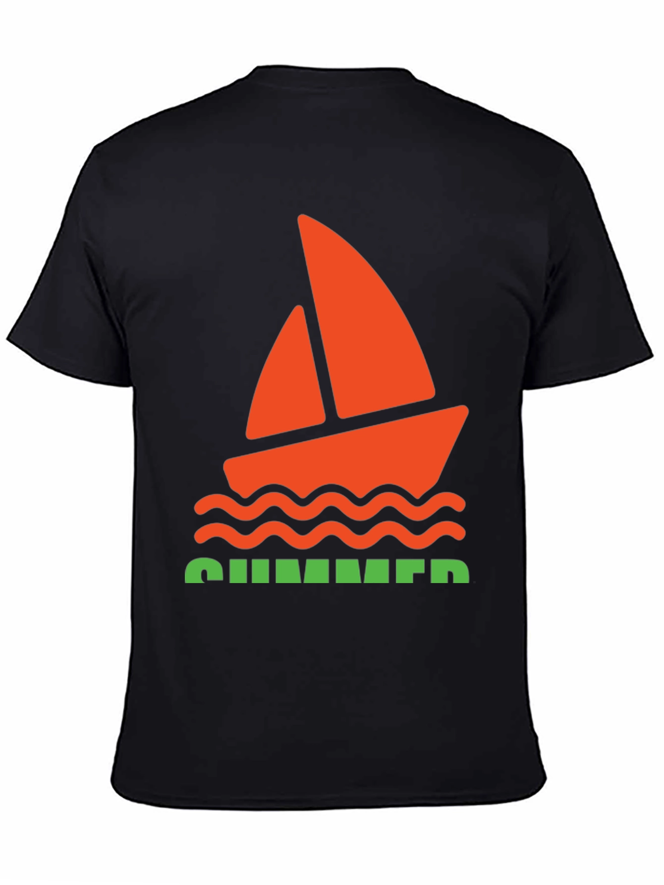 Summer Vibes Graphic Tee - Black Cotton T-Shirt