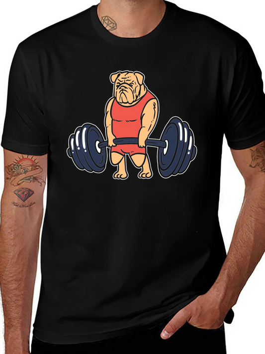 Bulldog Lifting Weights Graphic Tee