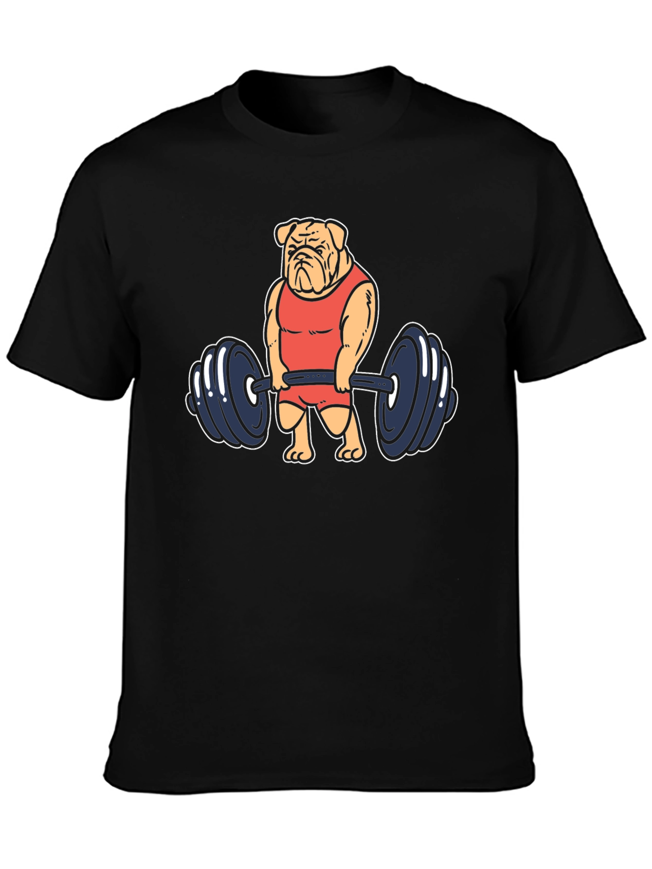 Bulldog Lifting Weights Graphic Tee