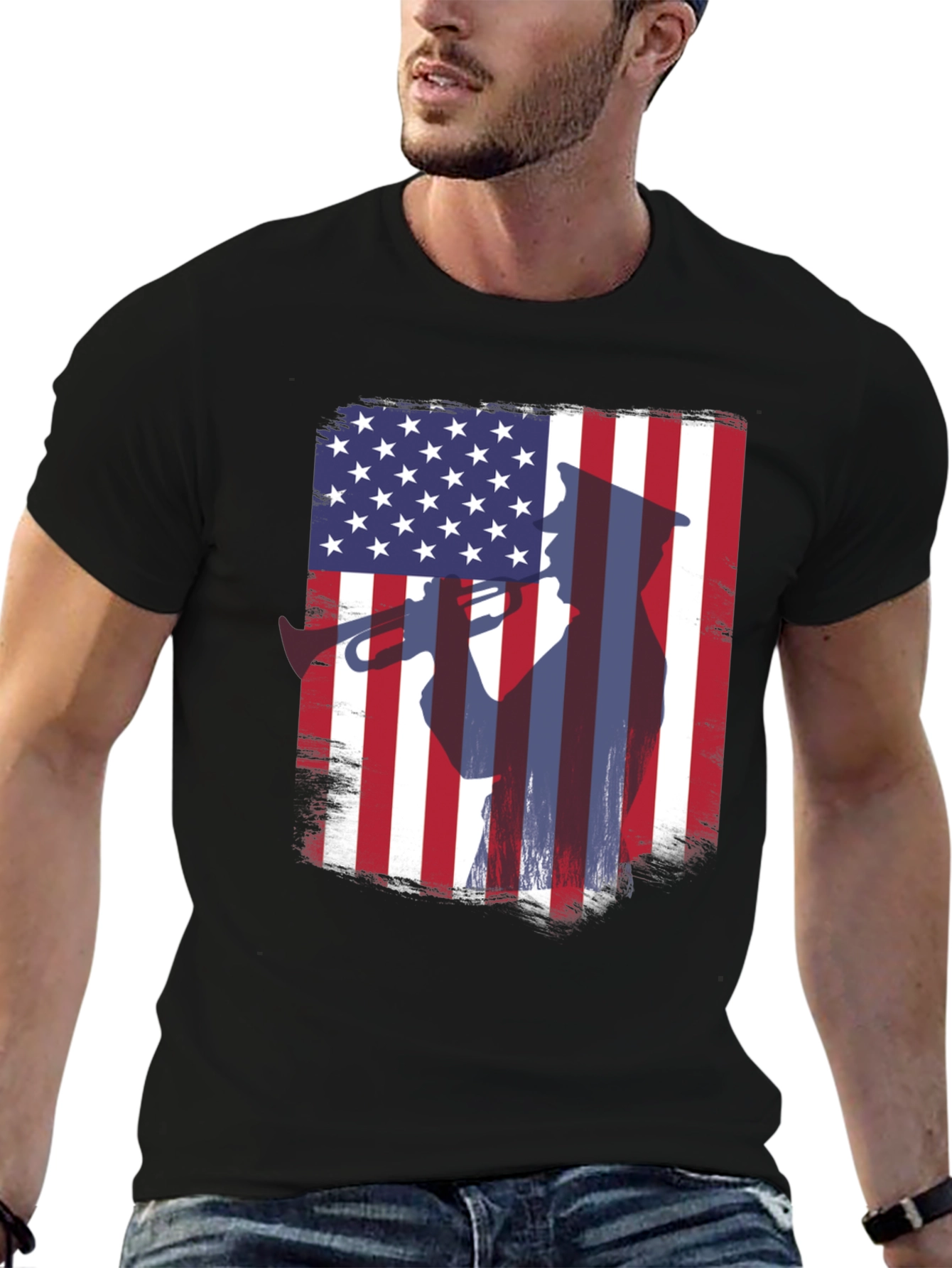 Patriotic Trumpet Player American Flag T-Shirt