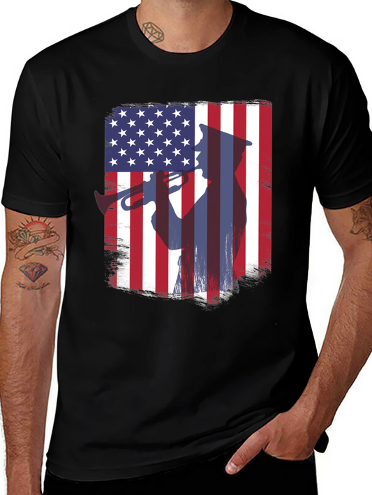 Patriotic Trumpet Player American Flag T-Shirt