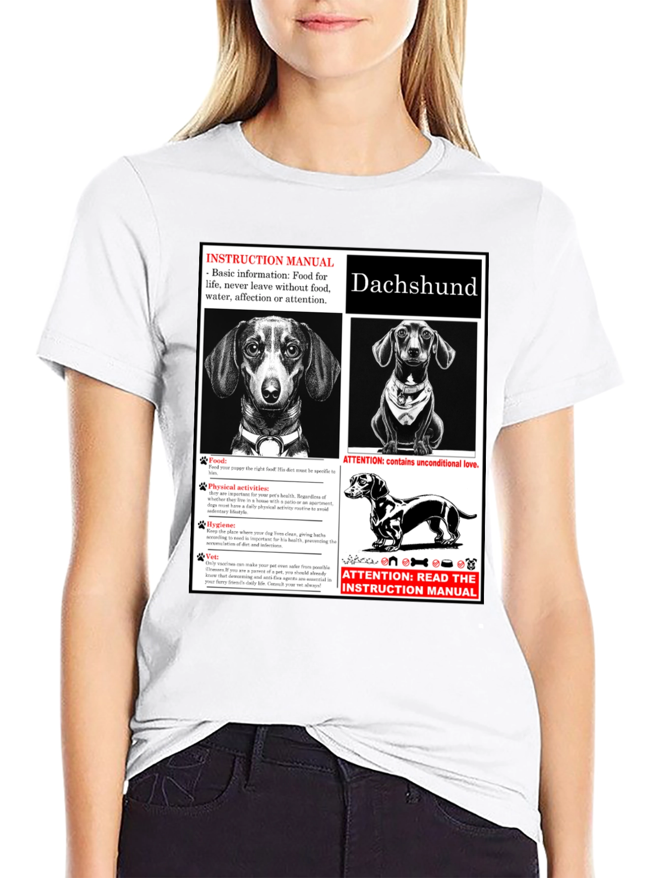 Dachshund Dog Breed Instruction Manual Black T-Shirt