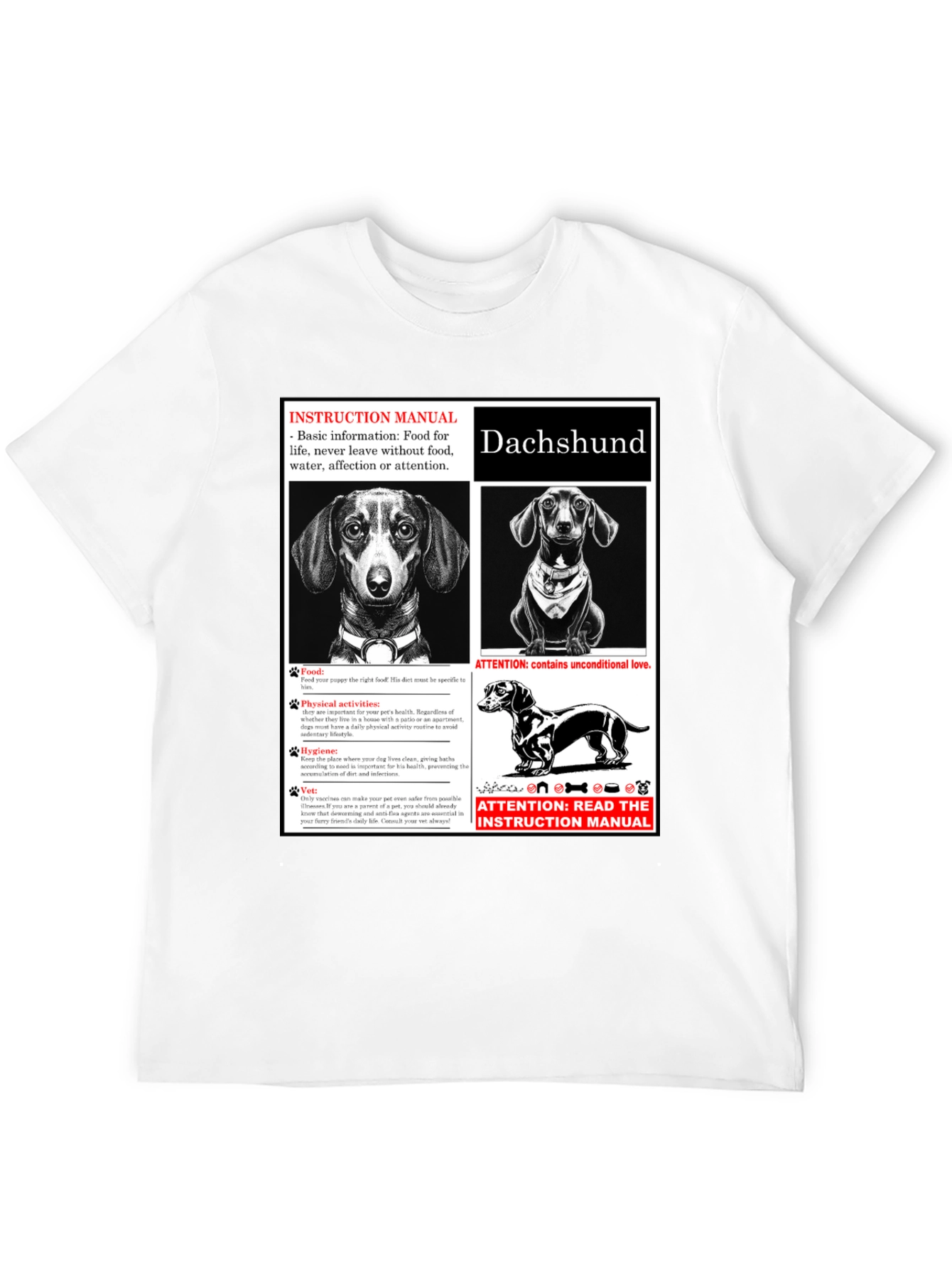 Dachshund Dog Breed Instruction Manual Black T-Shirt