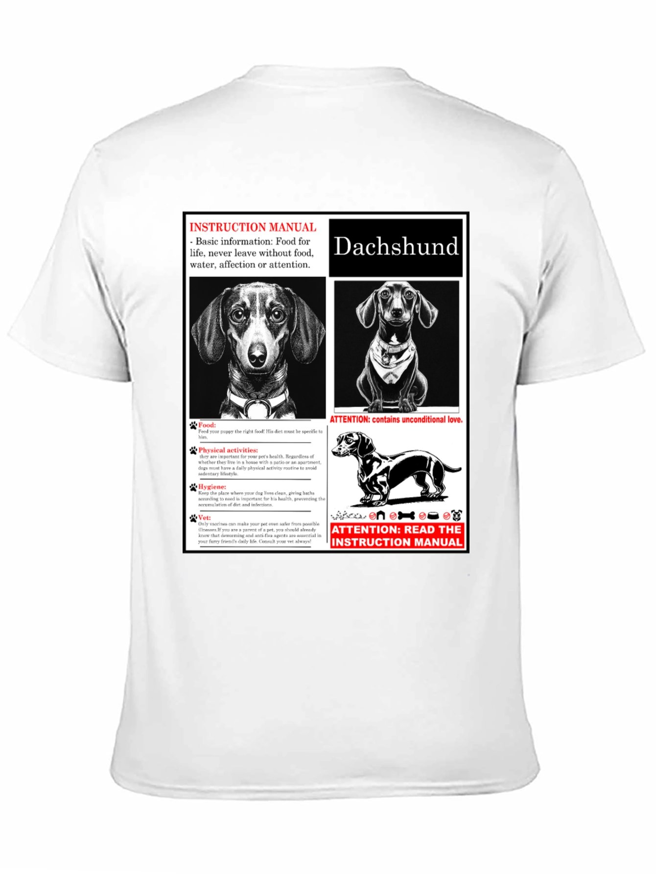 Dachshund Dog Breed Instruction Manual Black T-Shirt