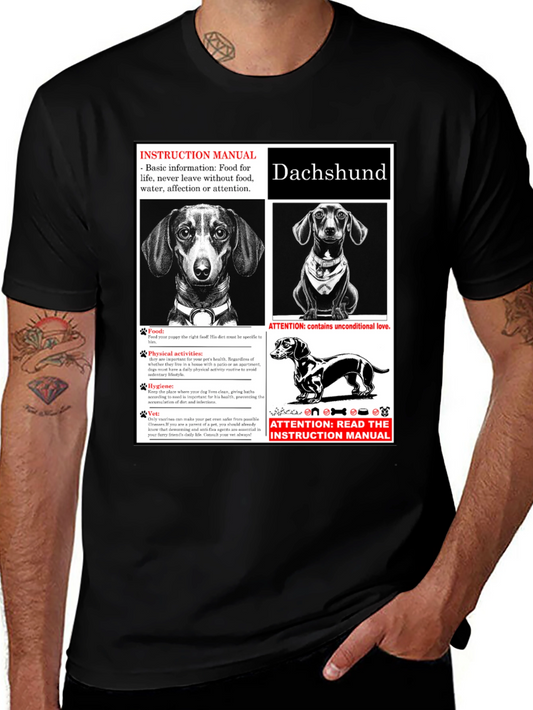 Dachshund Dog Breed Instruction Manual Black T-Shirt