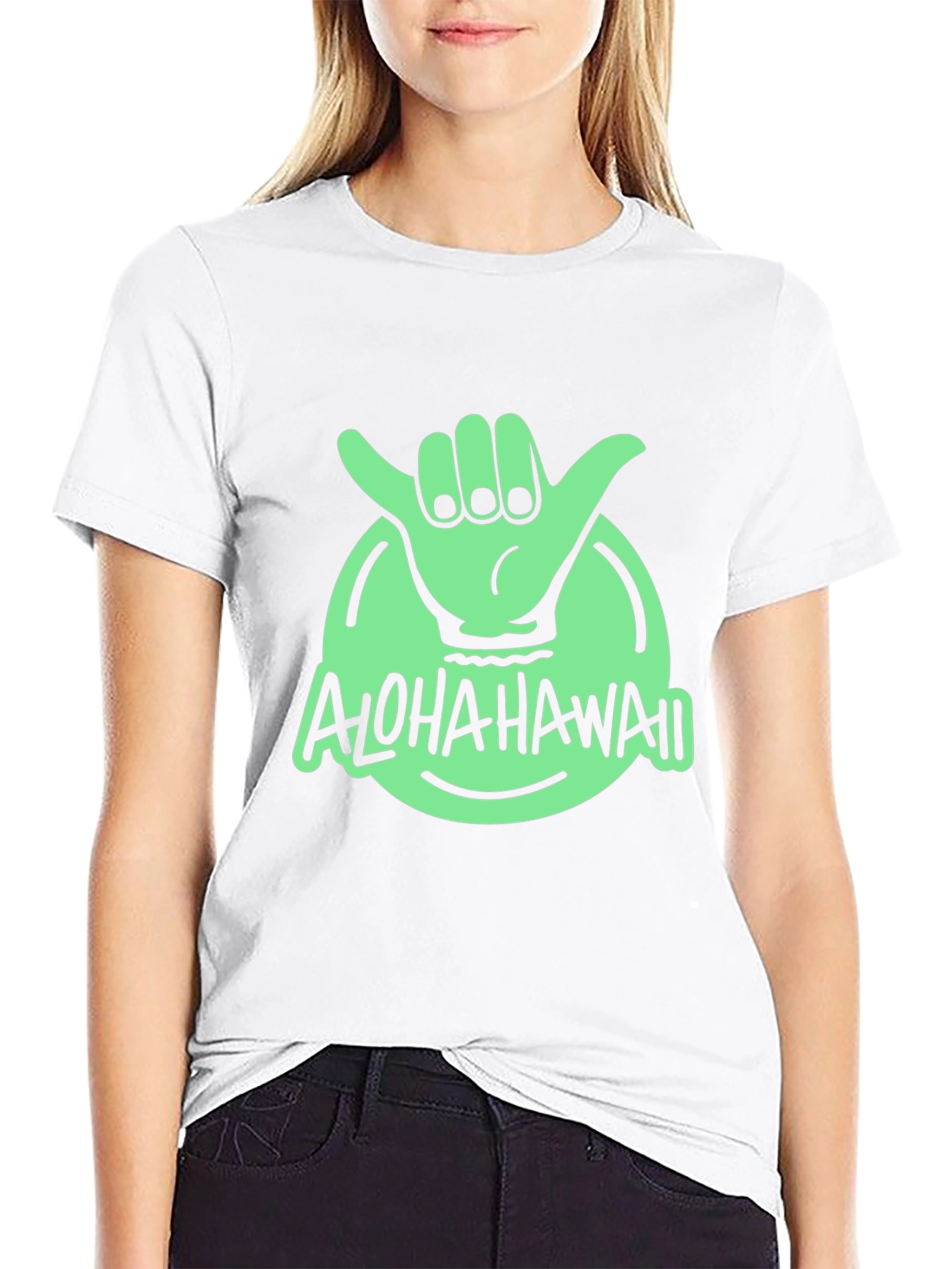 Aloha Hawaii Shaka Hand Graphic Tee - Black