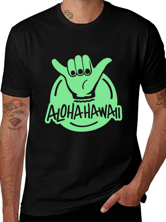 Aloha Hawaii Shaka Hand Graphic Tee - Black