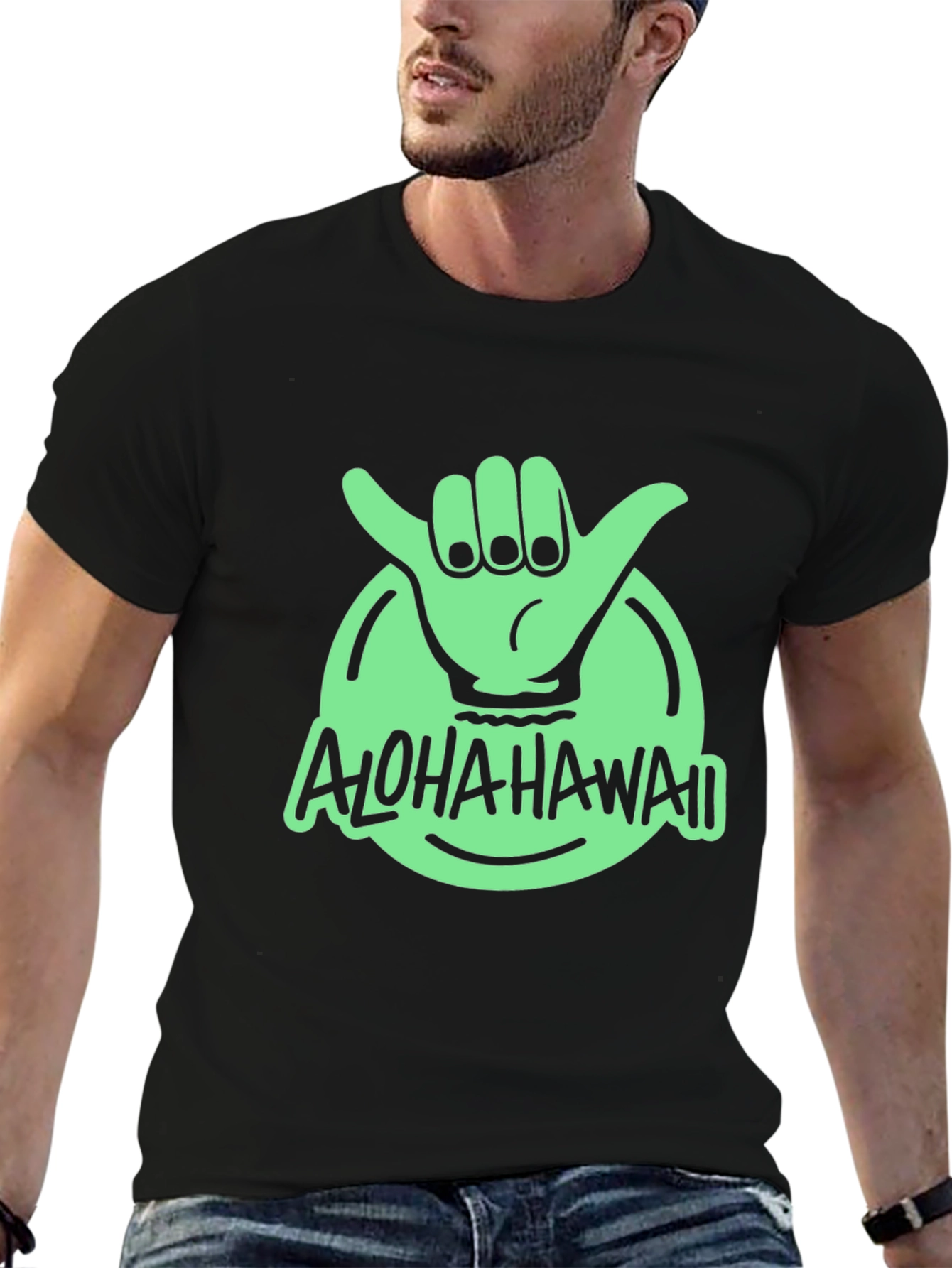 Aloha Hawaii Shaka Hand Graphic Tee - Black