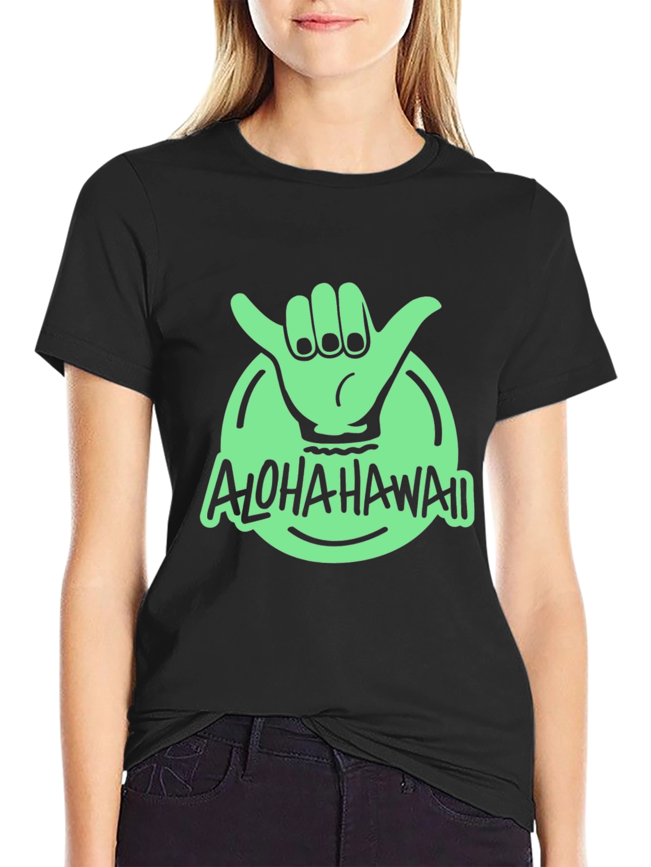 Aloha Hawaii Shaka Hand Graphic Tee - Black