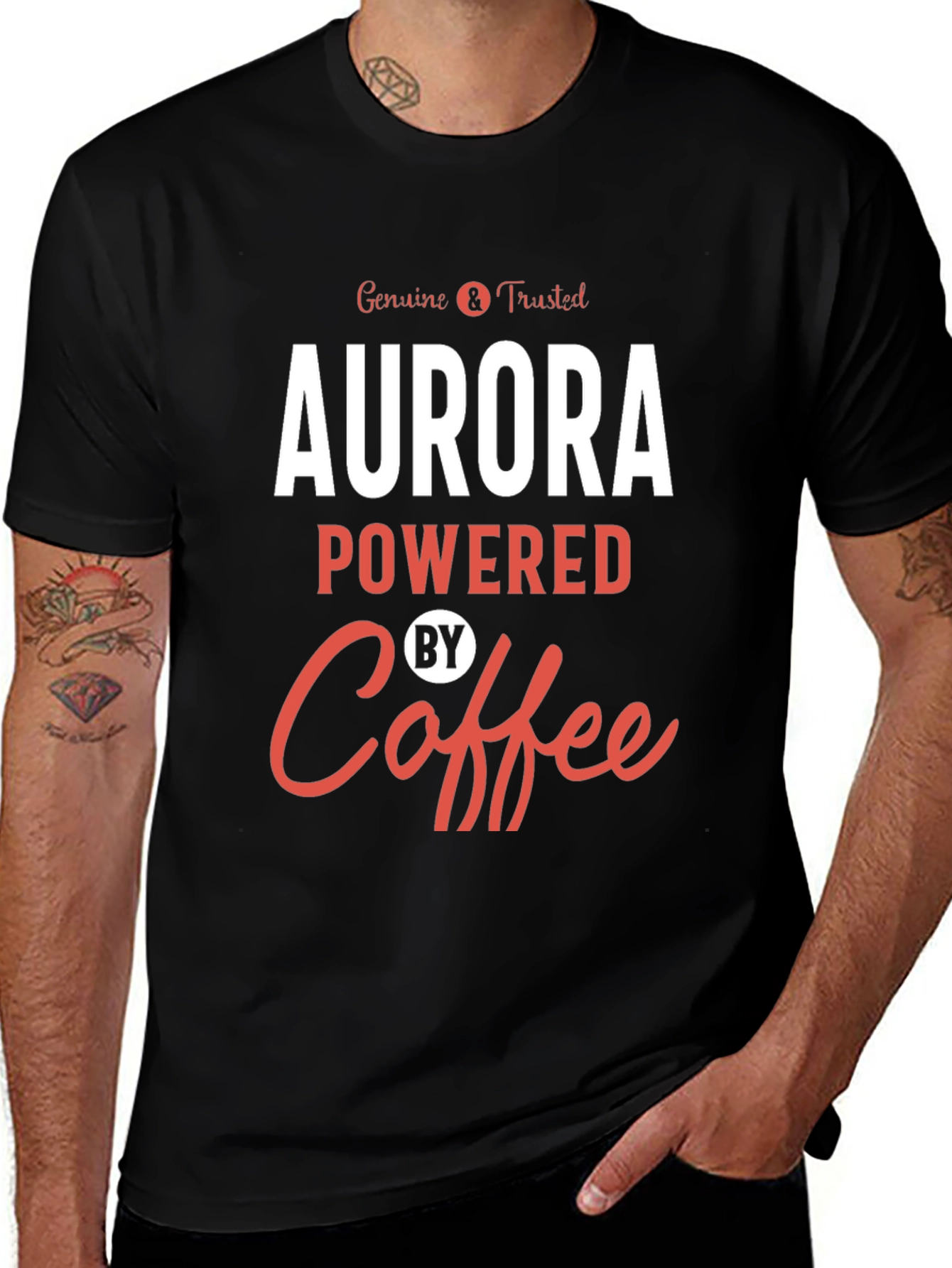 Aurora Powered By Coffee Graphic T-Shirt