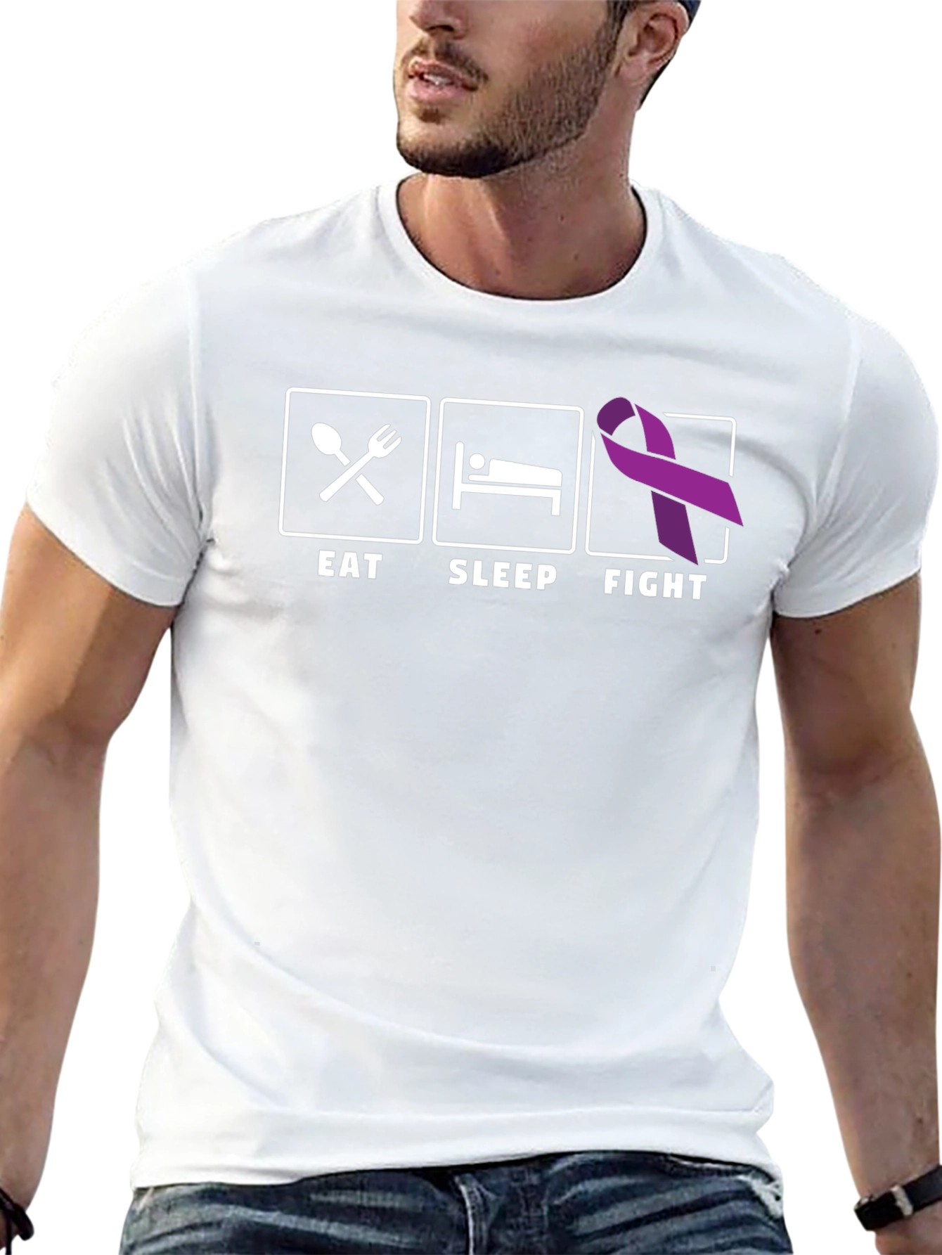 Eat Sleep Fight T-Shirt: Epilepsy Awareness Ribbon
