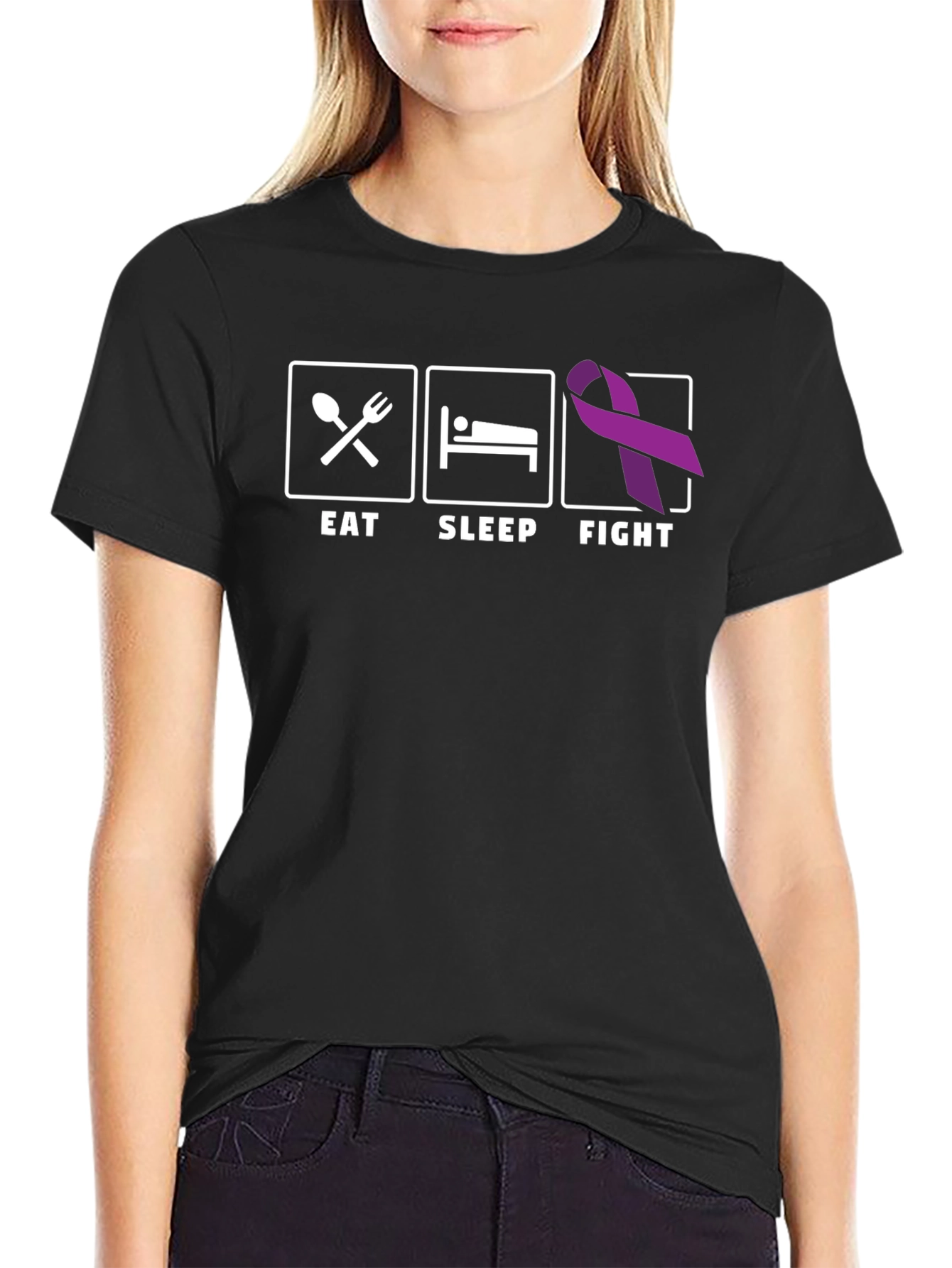 Eat Sleep Fight T-Shirt: Epilepsy Awareness Ribbon