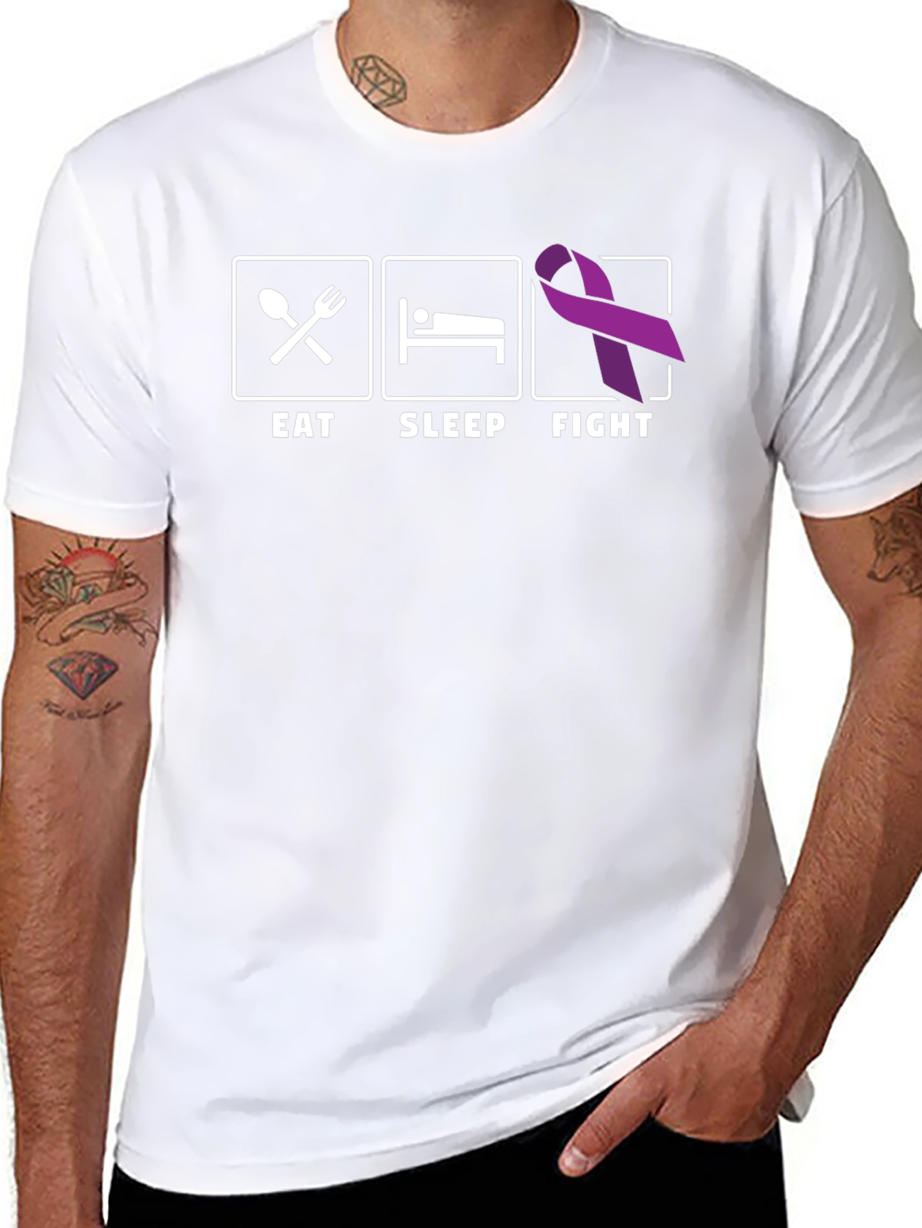 Eat Sleep Fight T-Shirt: Epilepsy Awareness Ribbon