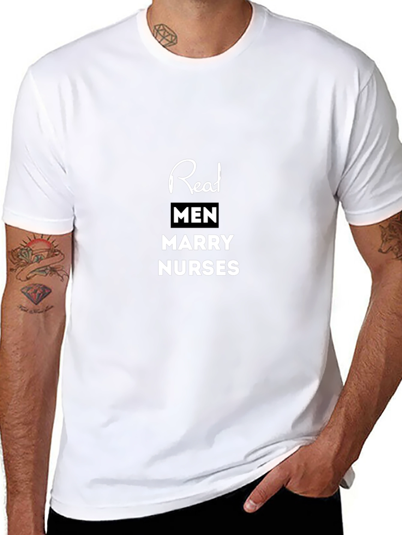 Real Men Marry Nurses Black Tee