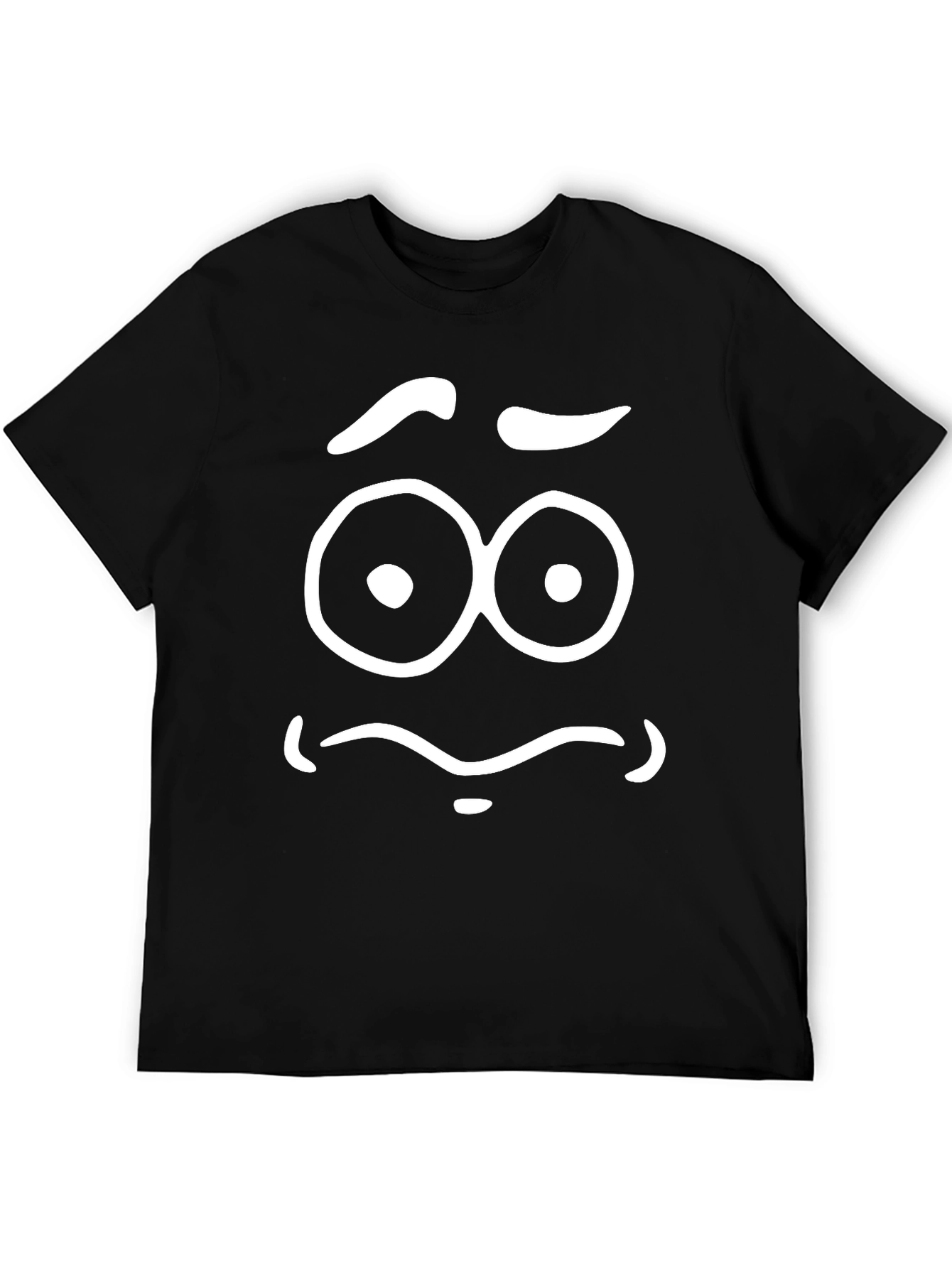 Expressive Cartoon Face Graphic T-Shirt - Black
